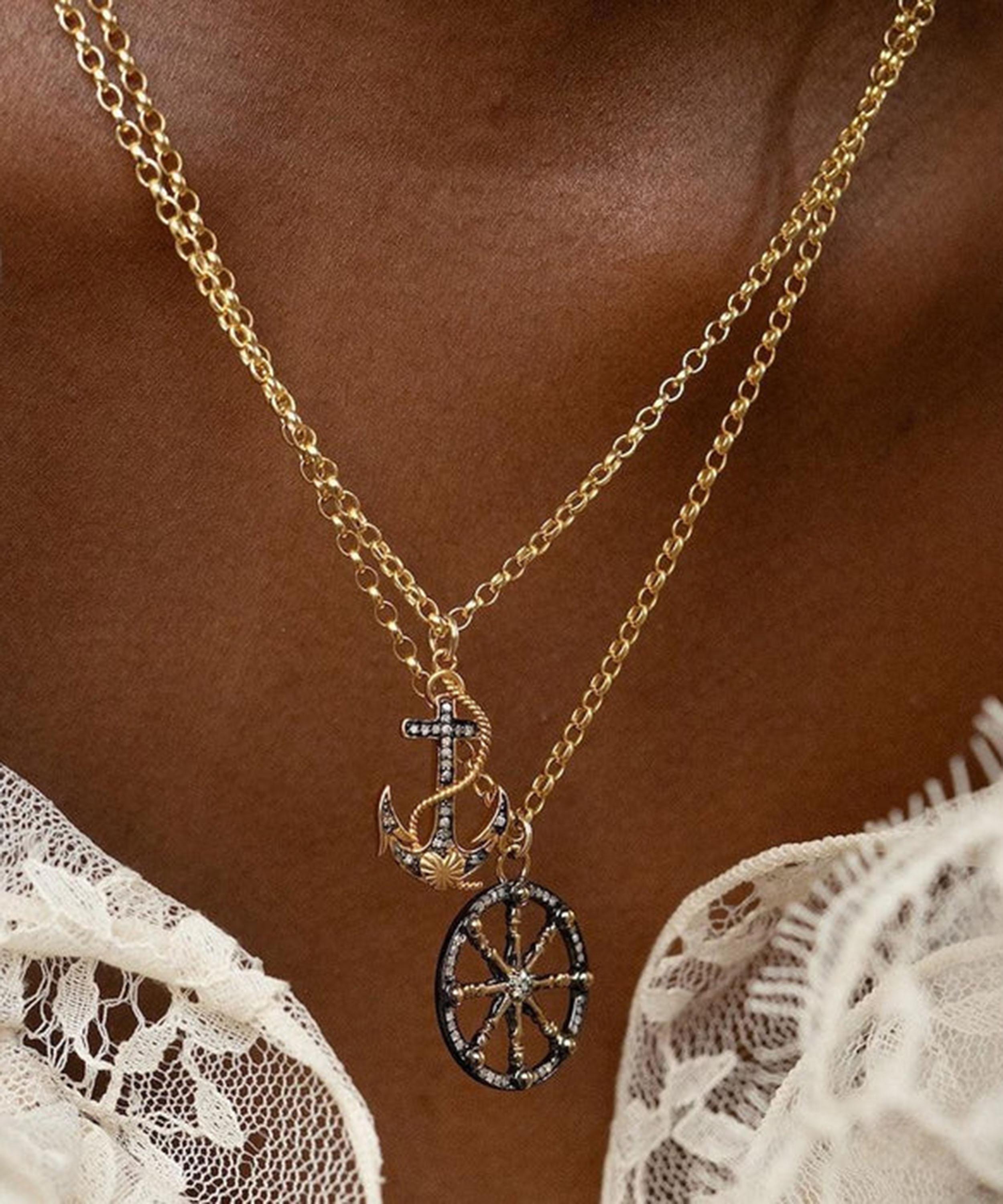 Kirstie Le Marque - Gold-Plated Diamond Anchor Pendant Necklace image number 3