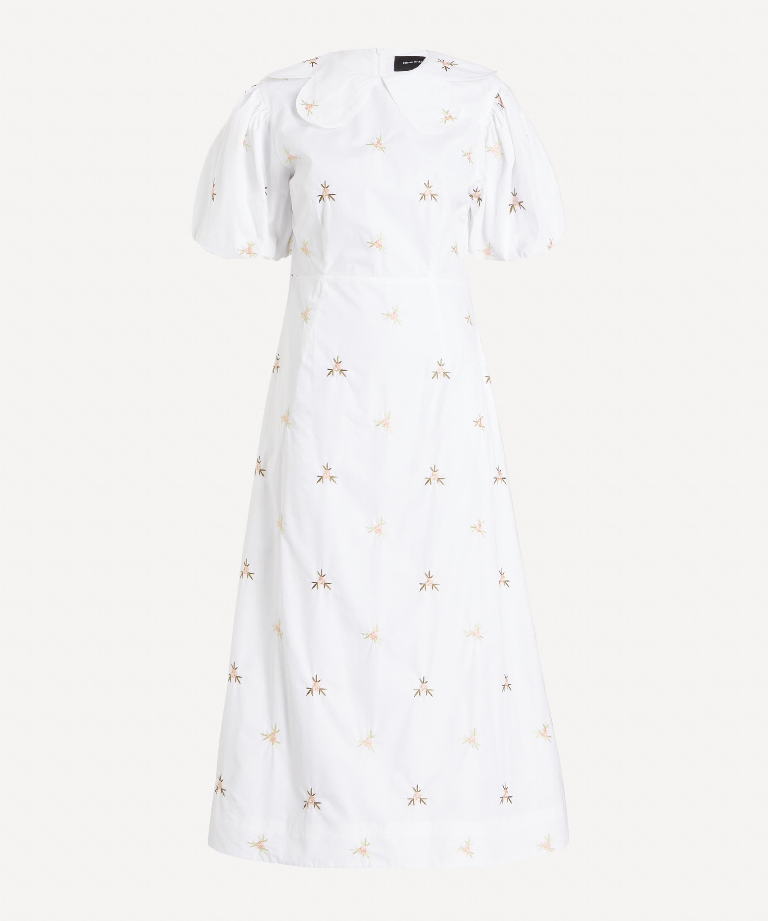 simone rocha white dress Pressed Rosette Flounce | | Size 4 infused details Crew Neck Long Dress