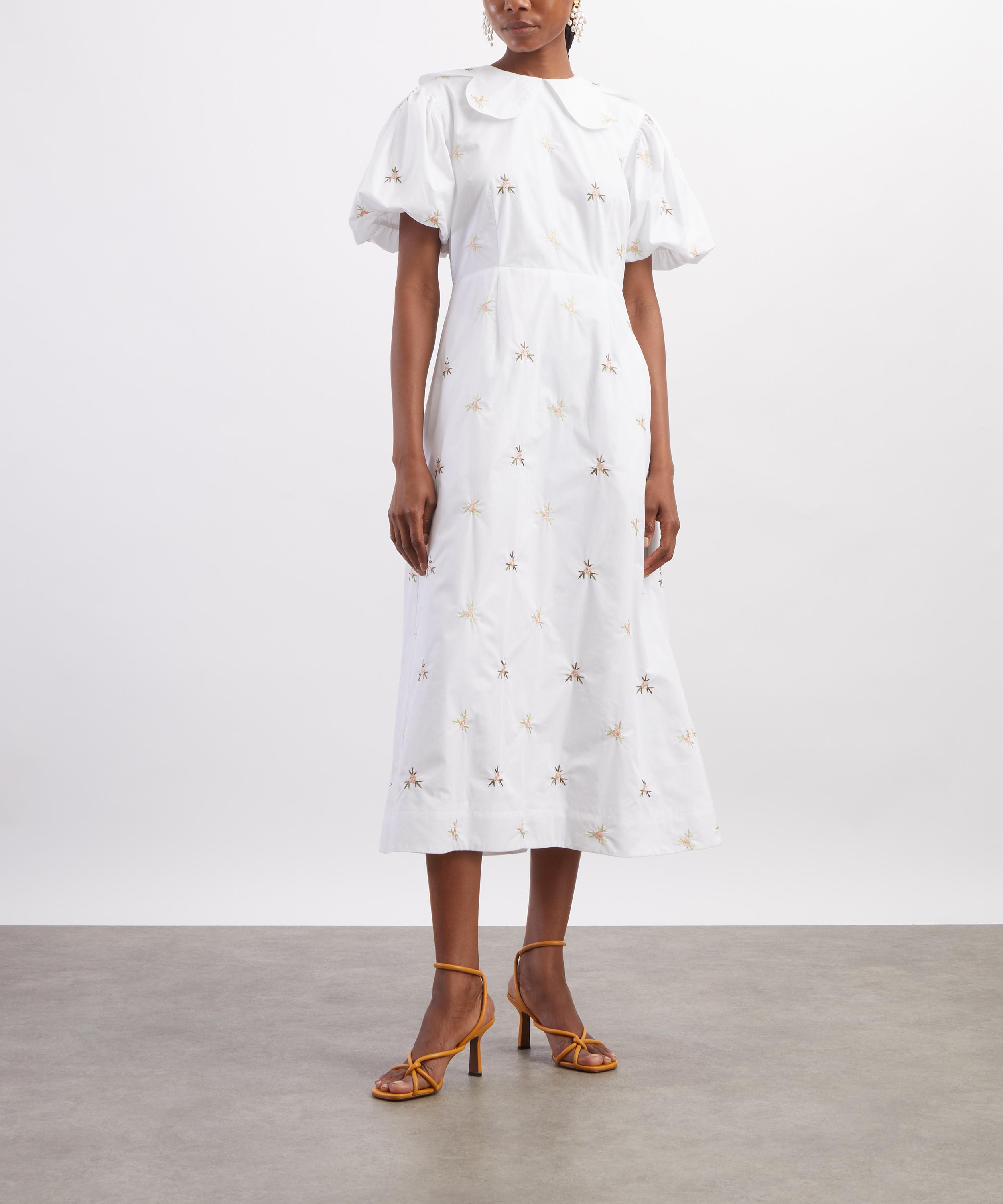 Simone Rocha - White Puff Sleeve Petal Collar Dress image number 1