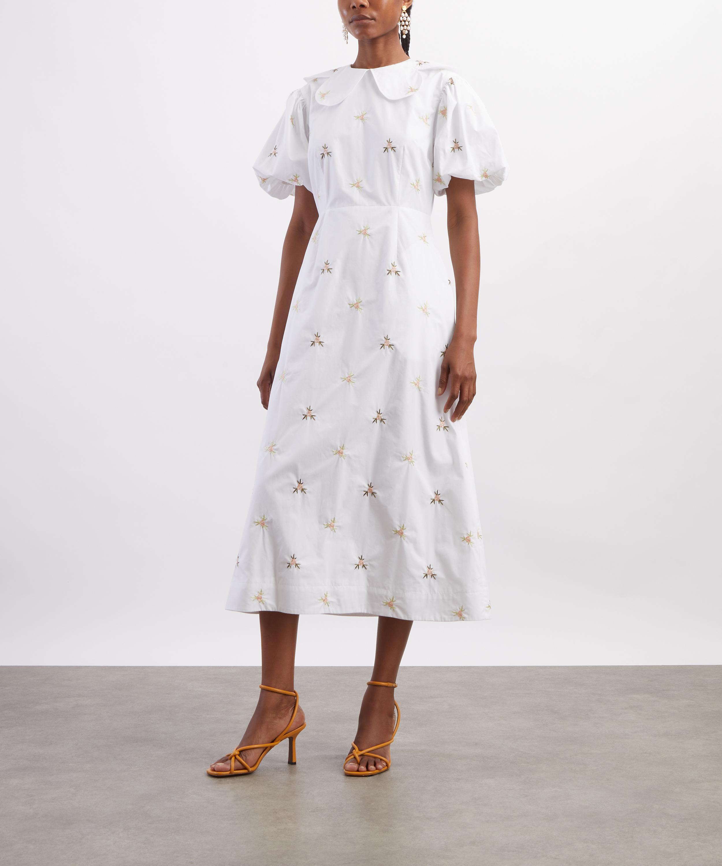 Simone Rocha - White Puff Sleeve Petal Collar Dress image number 2