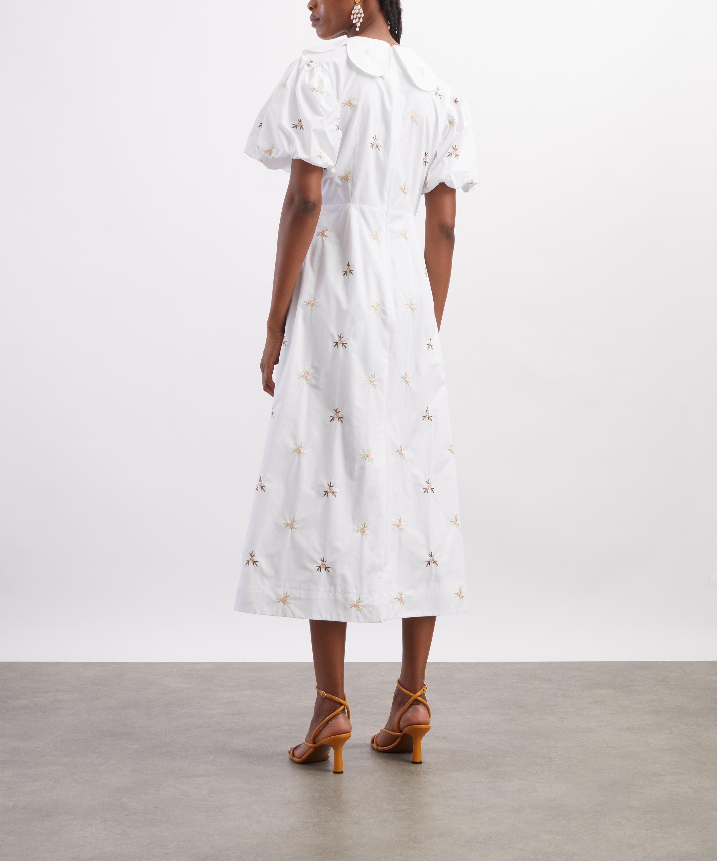 Simone Rocha - White Puff Sleeve Petal Collar Dress image number 3