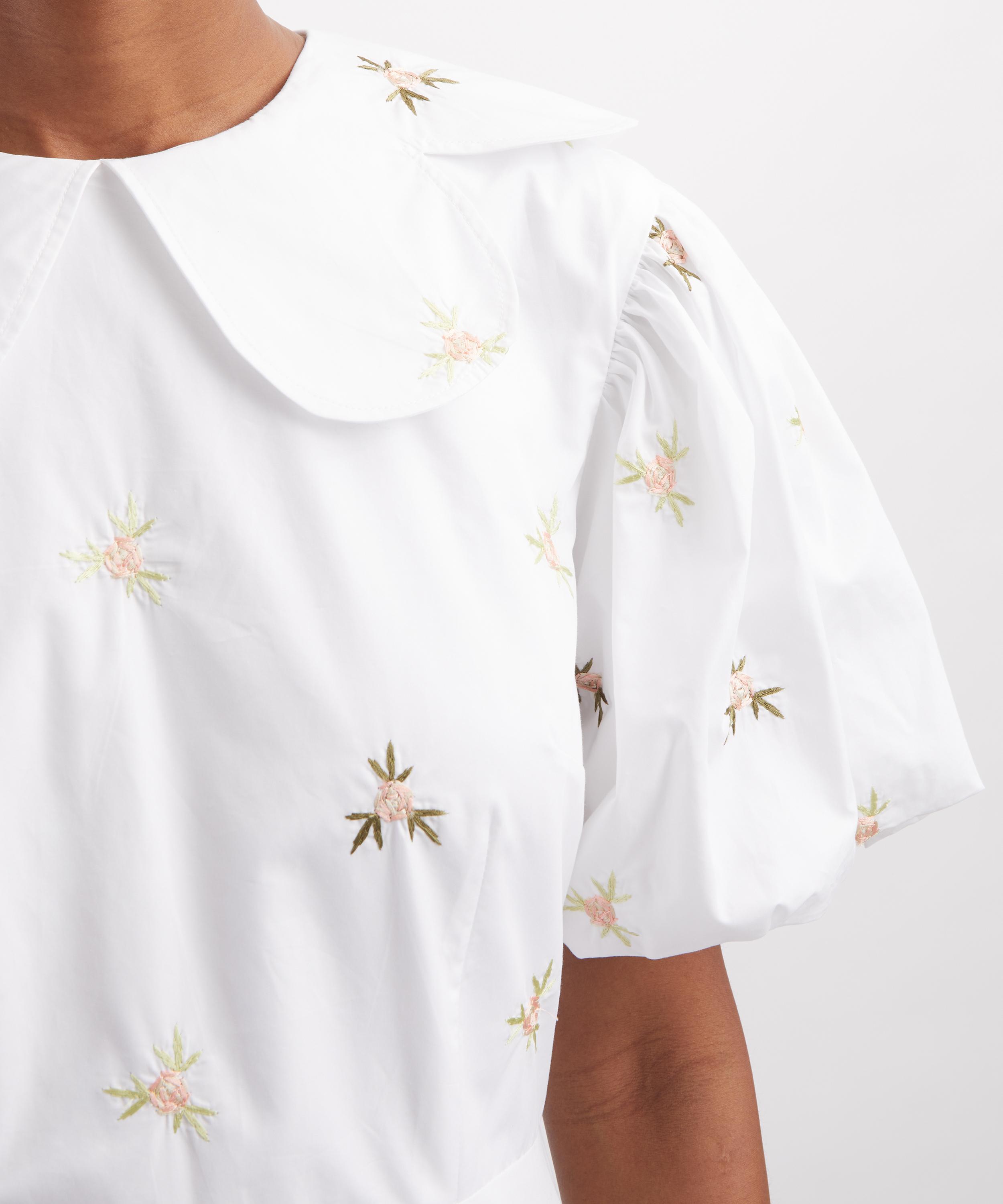 Simone Rocha - White Puff Sleeve Petal Collar Dress image number 4
