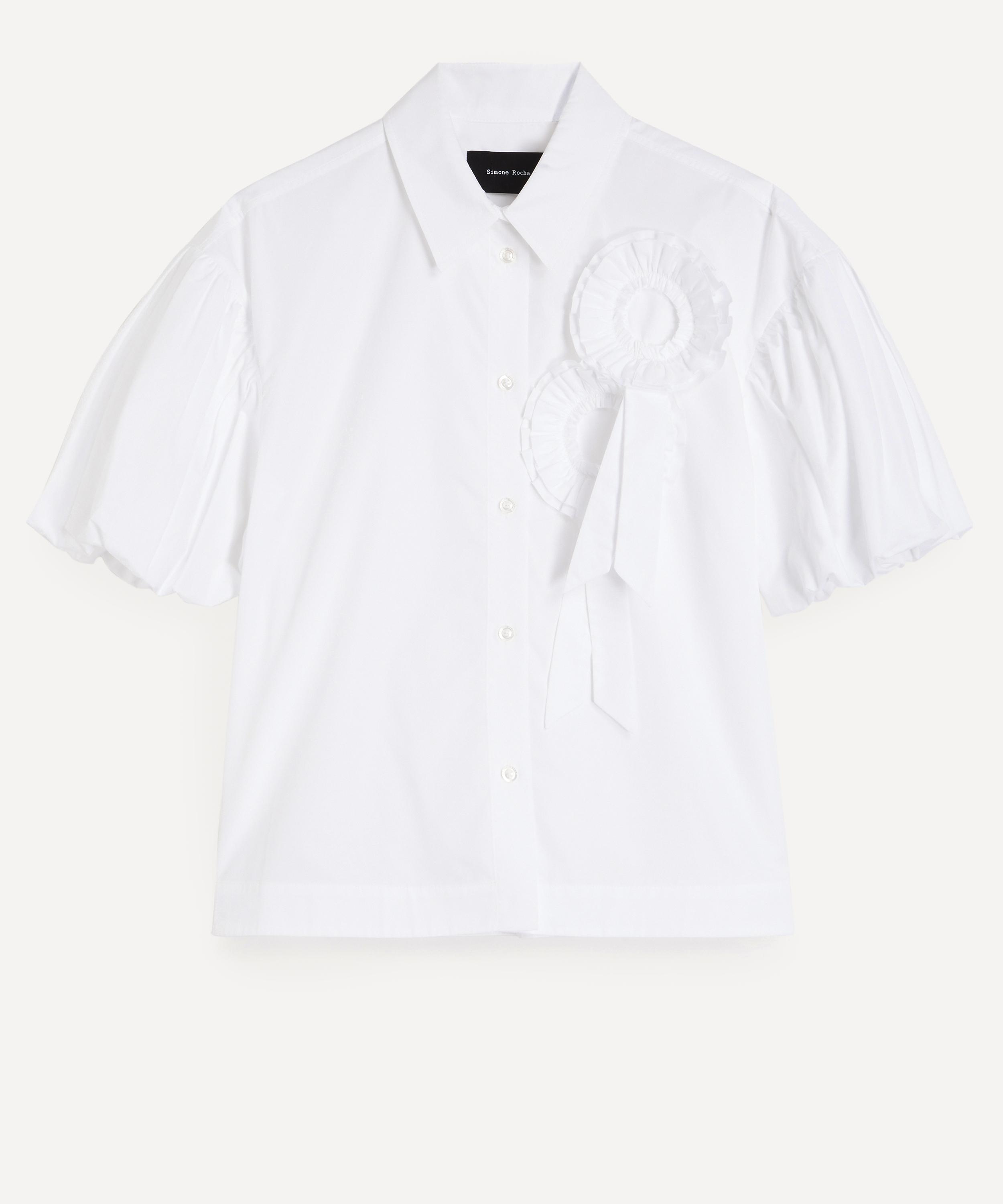 Simone Rocha Cropped Ribbon Rosette Puff Sleeve Shirt | Liberty