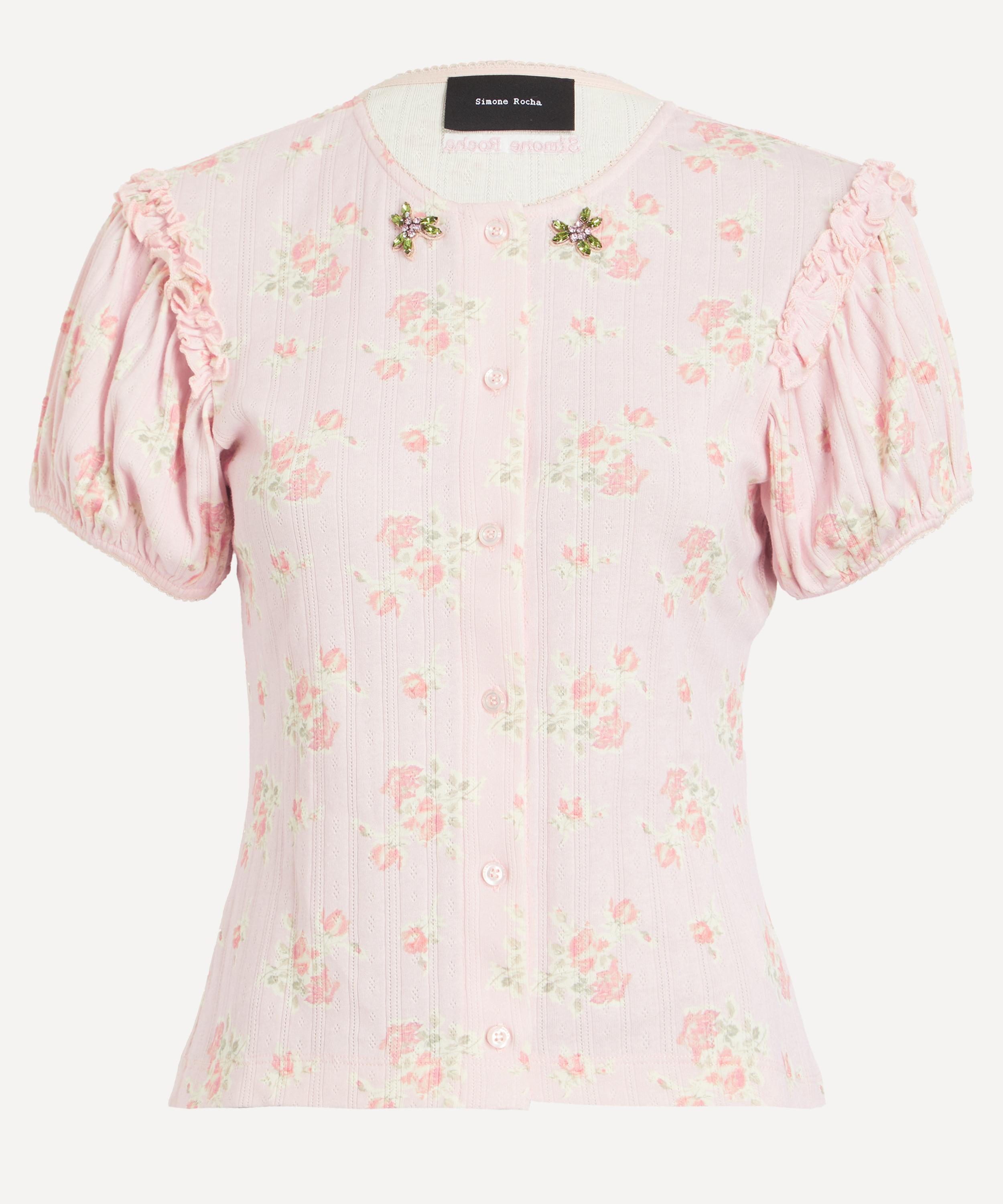 Simone Rocha - Pointelle Puff-Sleeve Cardigan image number 0