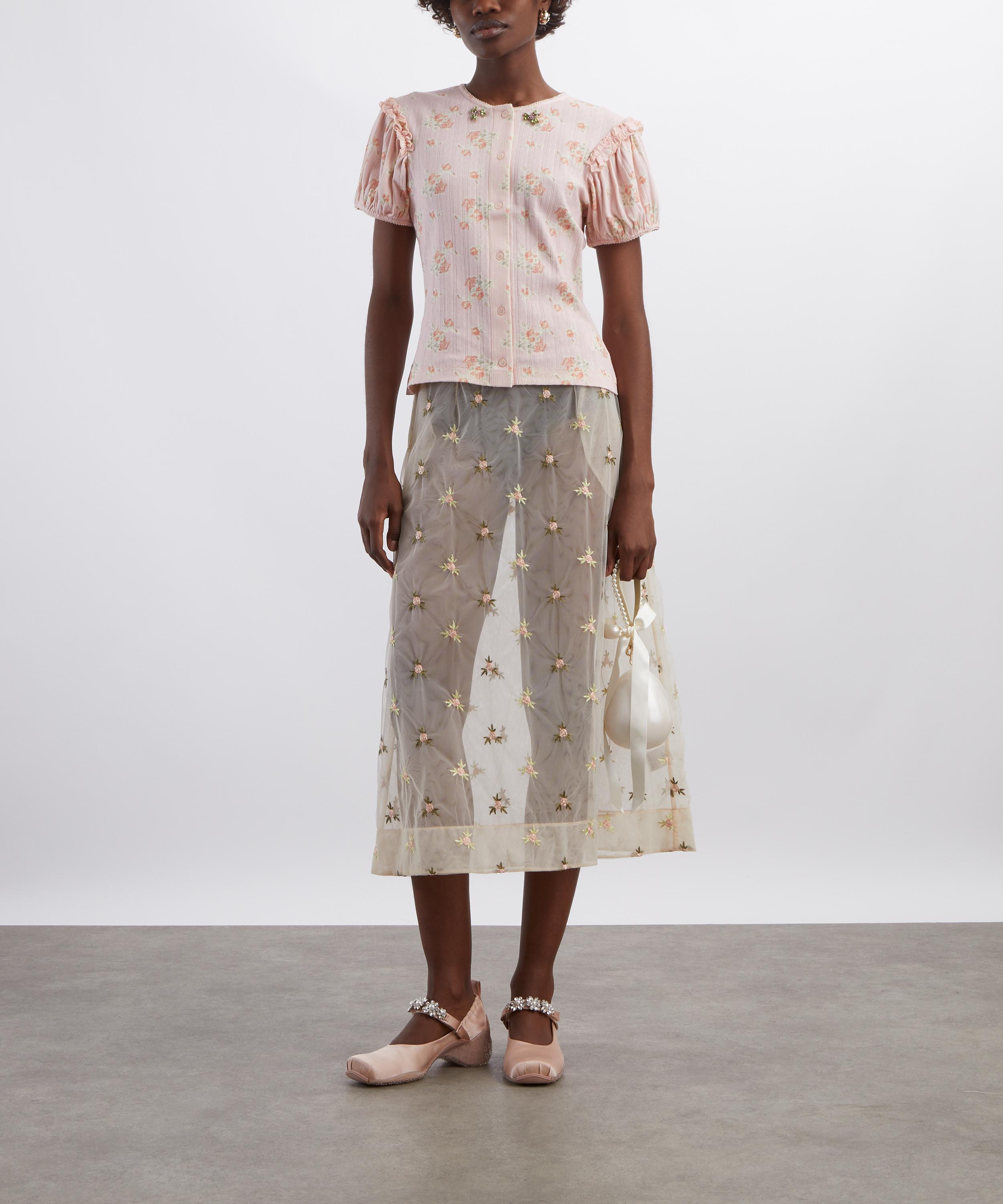 Simone Rocha - Pointelle Puff-Sleeve Cardigan image number 1