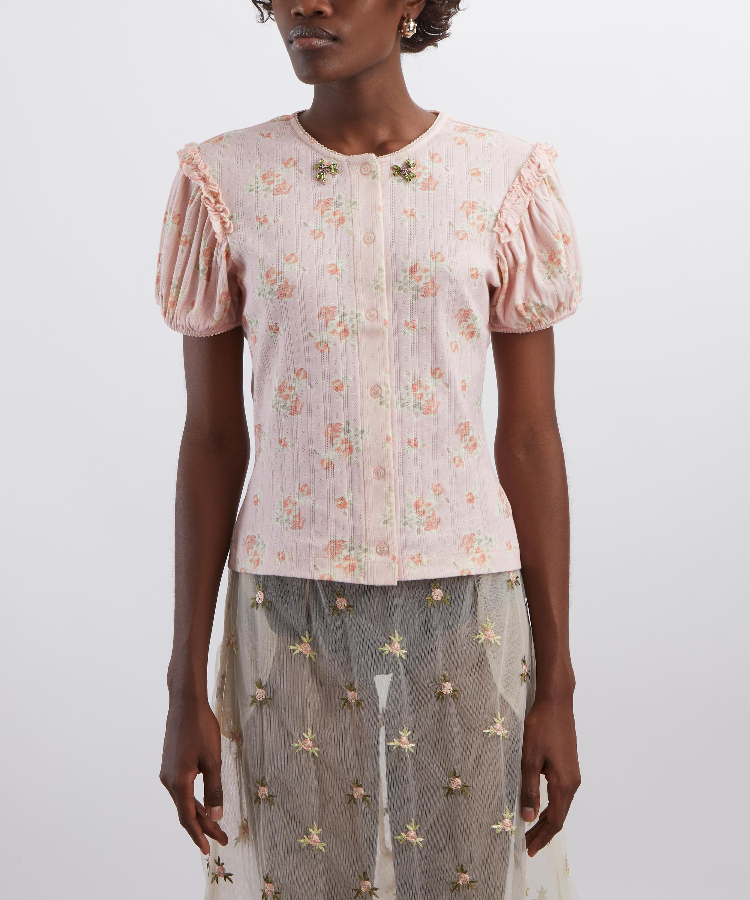 Simone Rocha - Pointelle Puff-Sleeve Cardigan image number 2