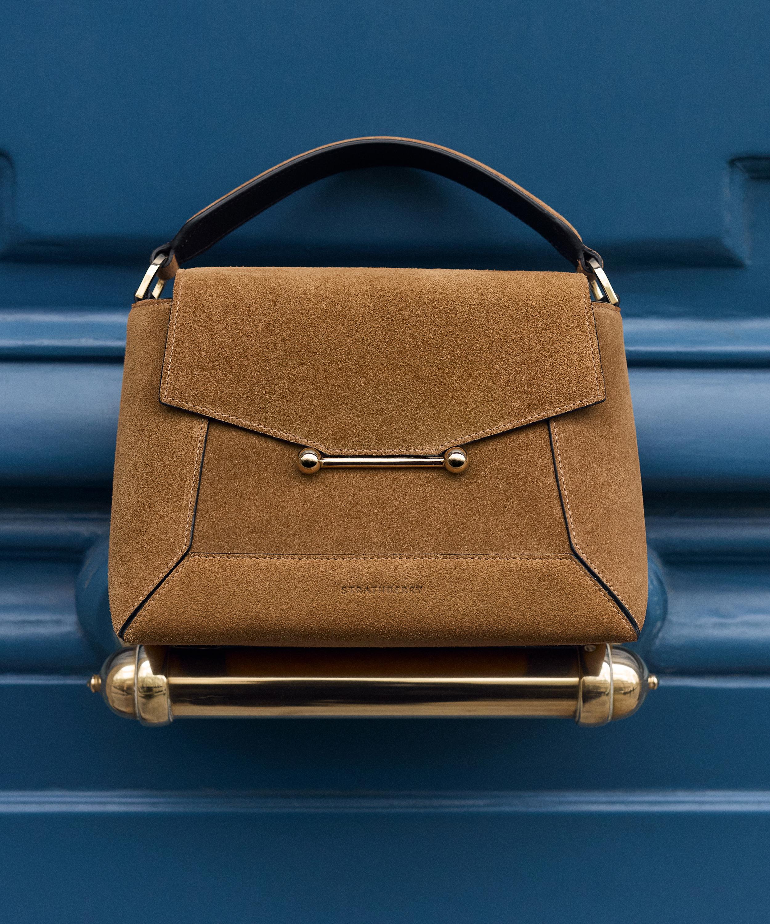 Strathberry - Mosaic Toffee Suede Top Handle Bag image number 9