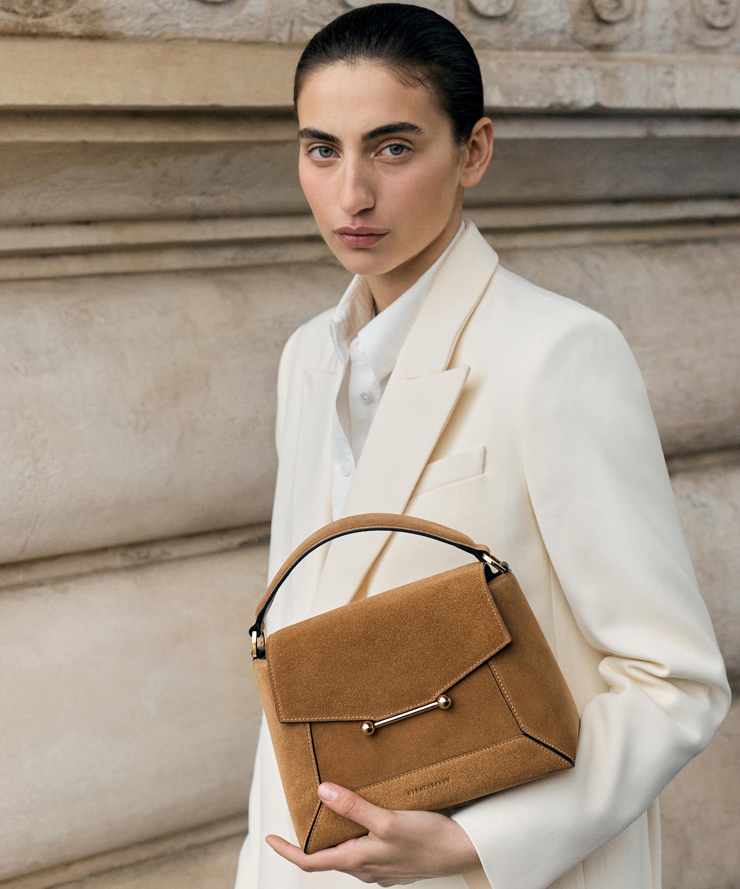 Strathberry - Mosaic Toffee Suede Top Handle Bag image number 4