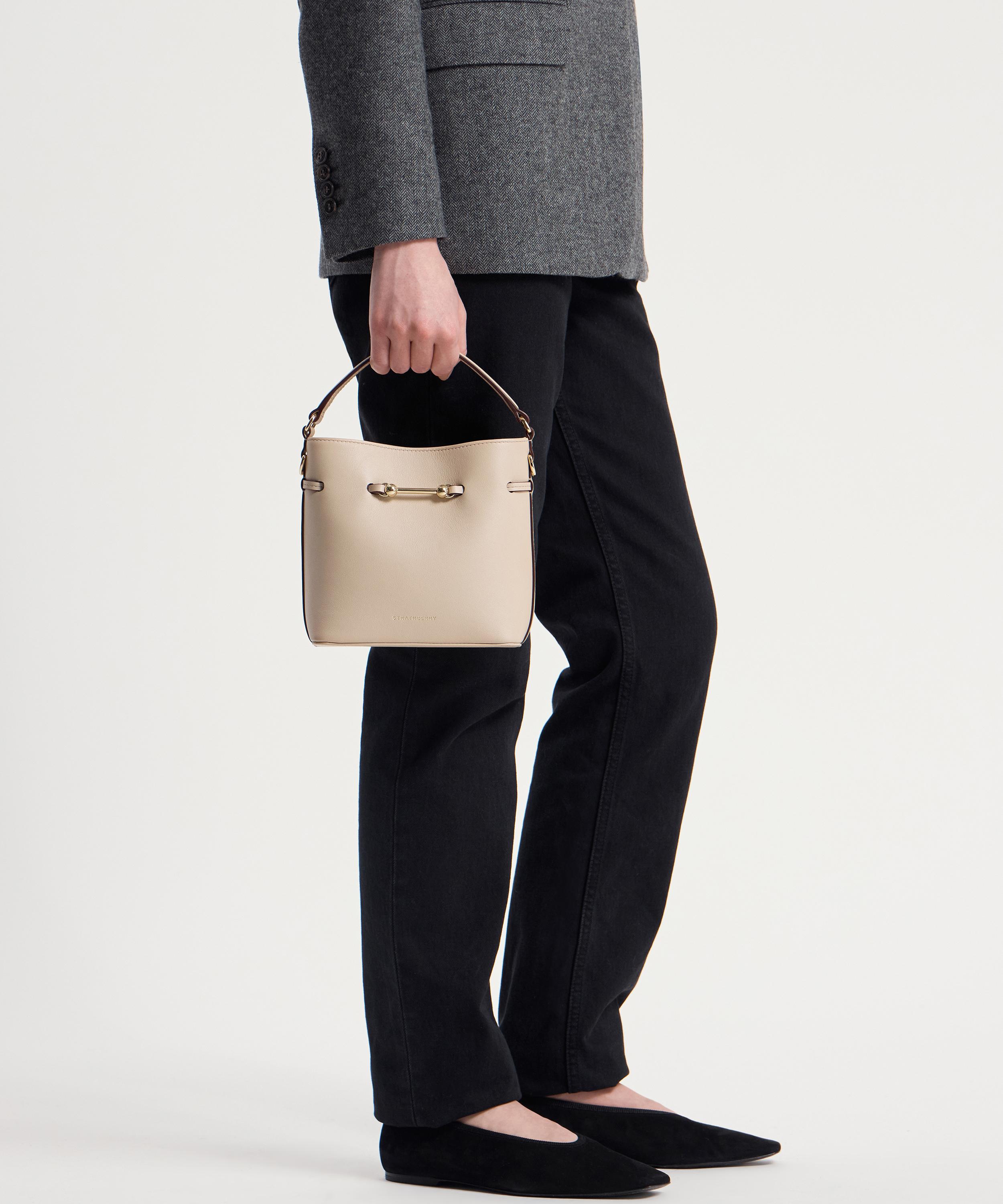 Strathberry - Corda Mini Oat Leather Bucket Bag image number 3