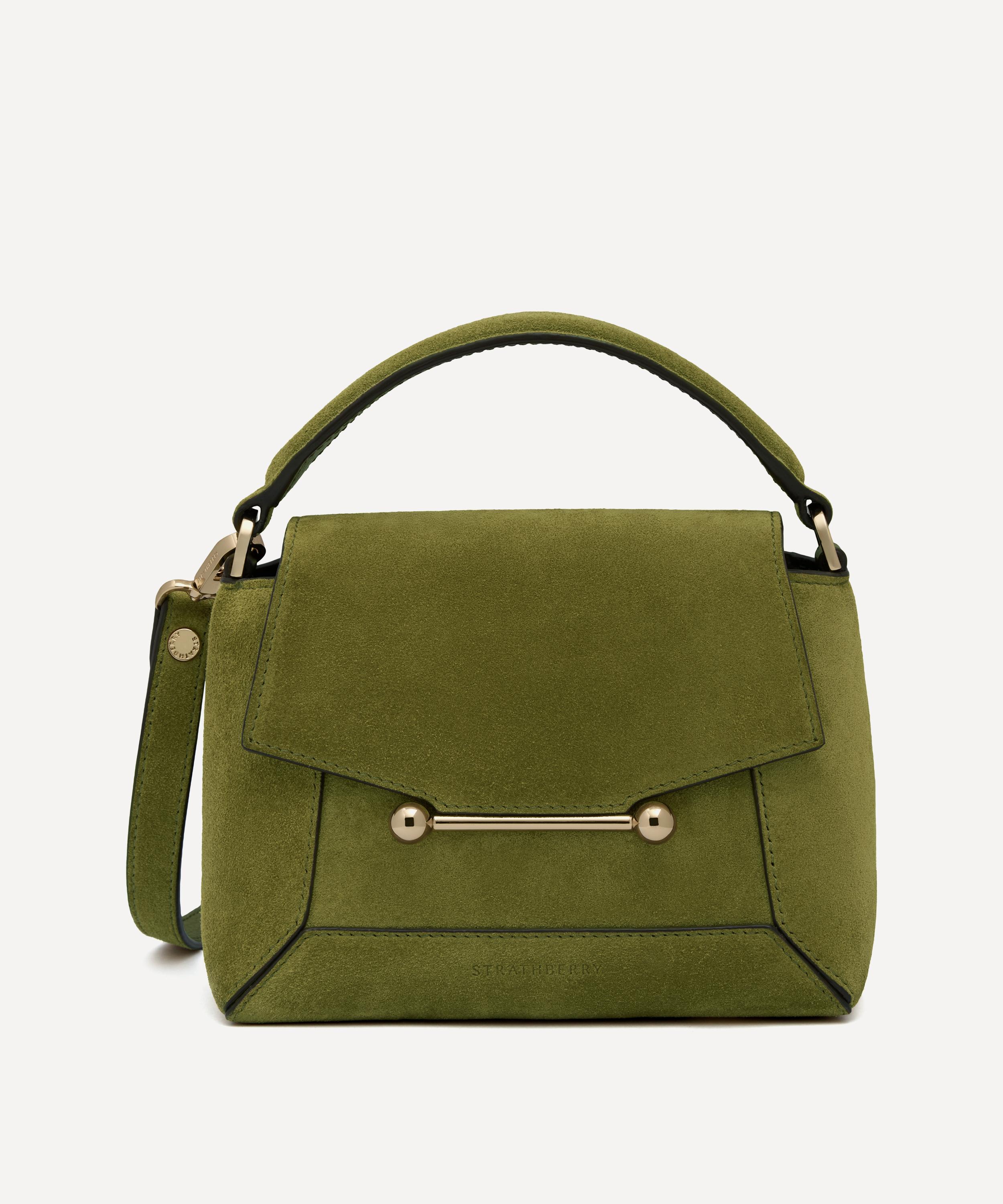 Strathberry - Mosaic Nano Lime Suede Top Handle Bag