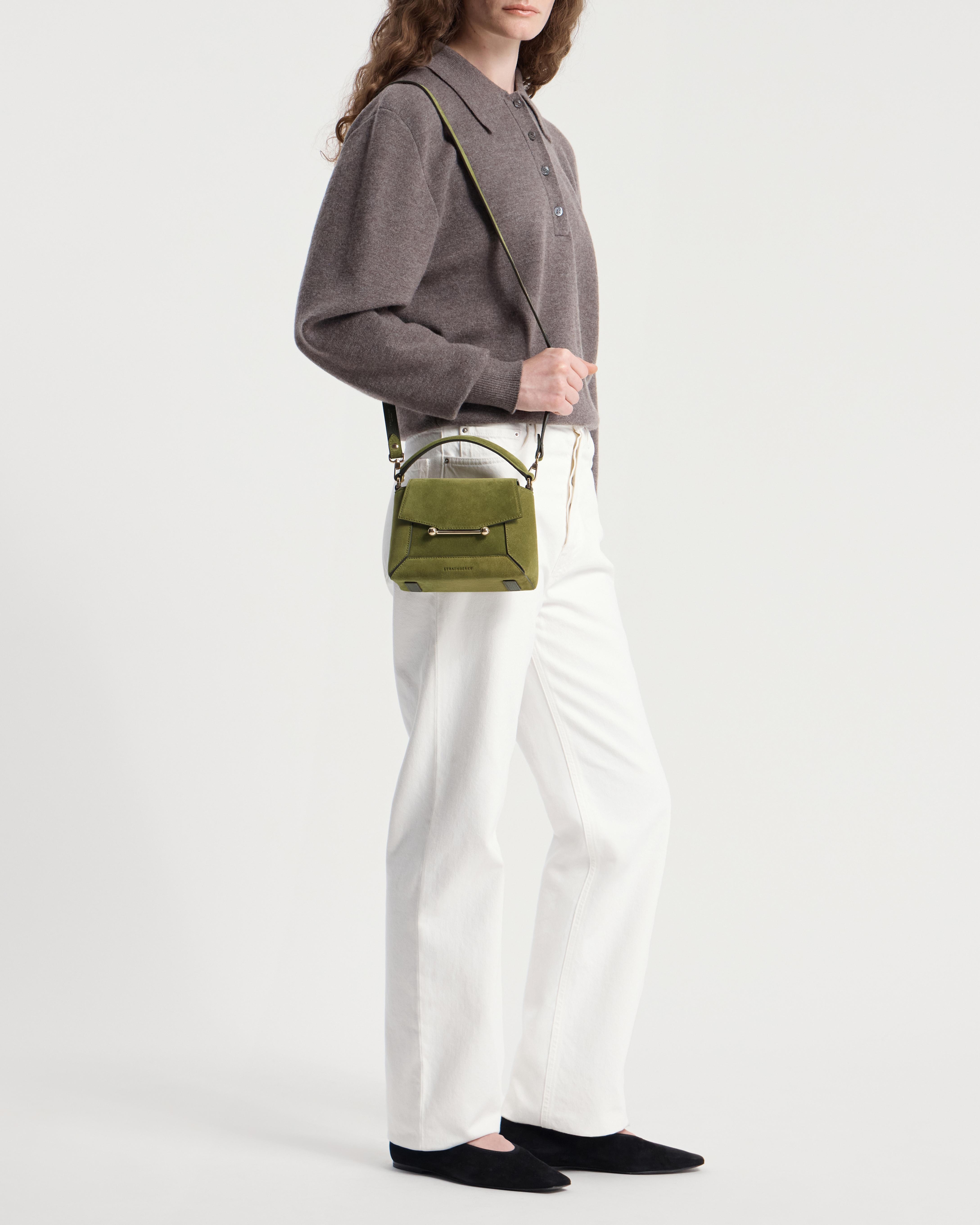 Strathberry - Mosaic Nano Lime Suede Top Handle Bag image number 2