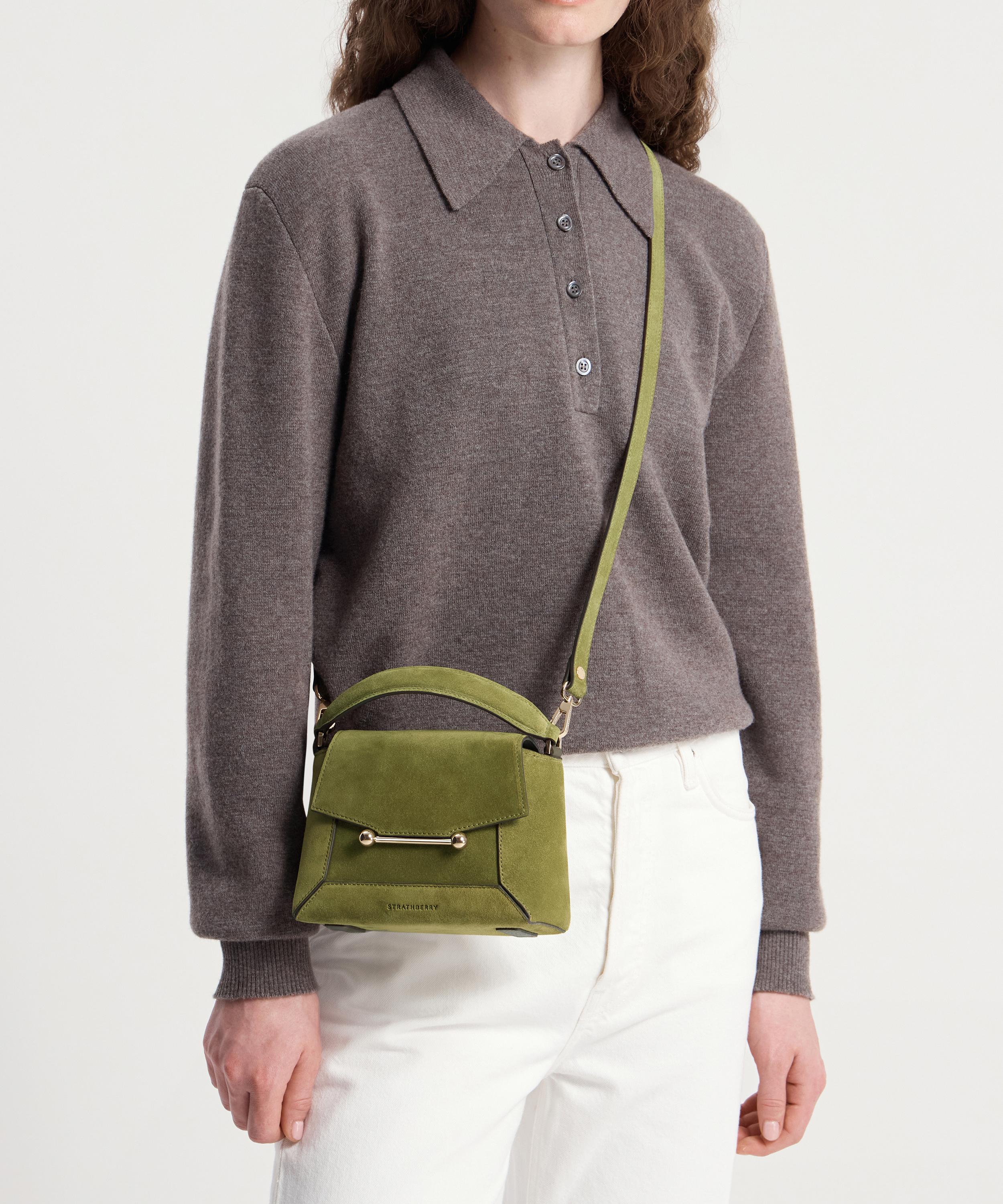 Strathberry - Mosaic Nano Lime Suede Top Handle Bag image number 3