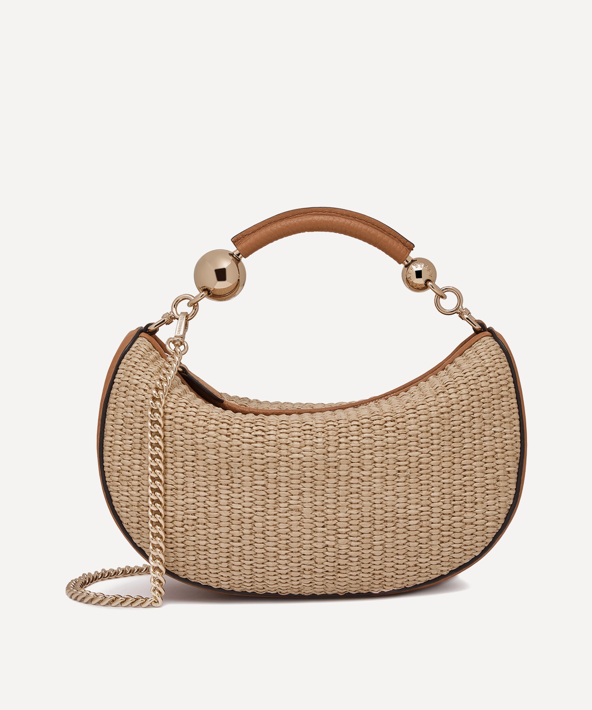 Strathberry - Crescent Moon Mini Raffia Top Handle Bag