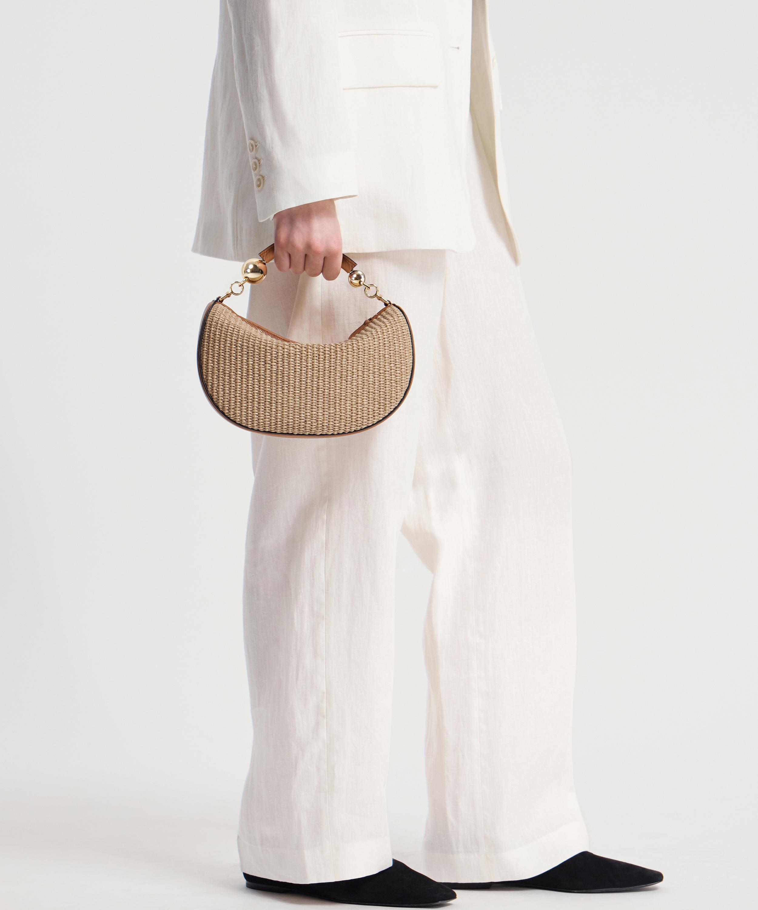 Strathberry - Crescent Moon Mini Raffia Top Handle Bag image number 1