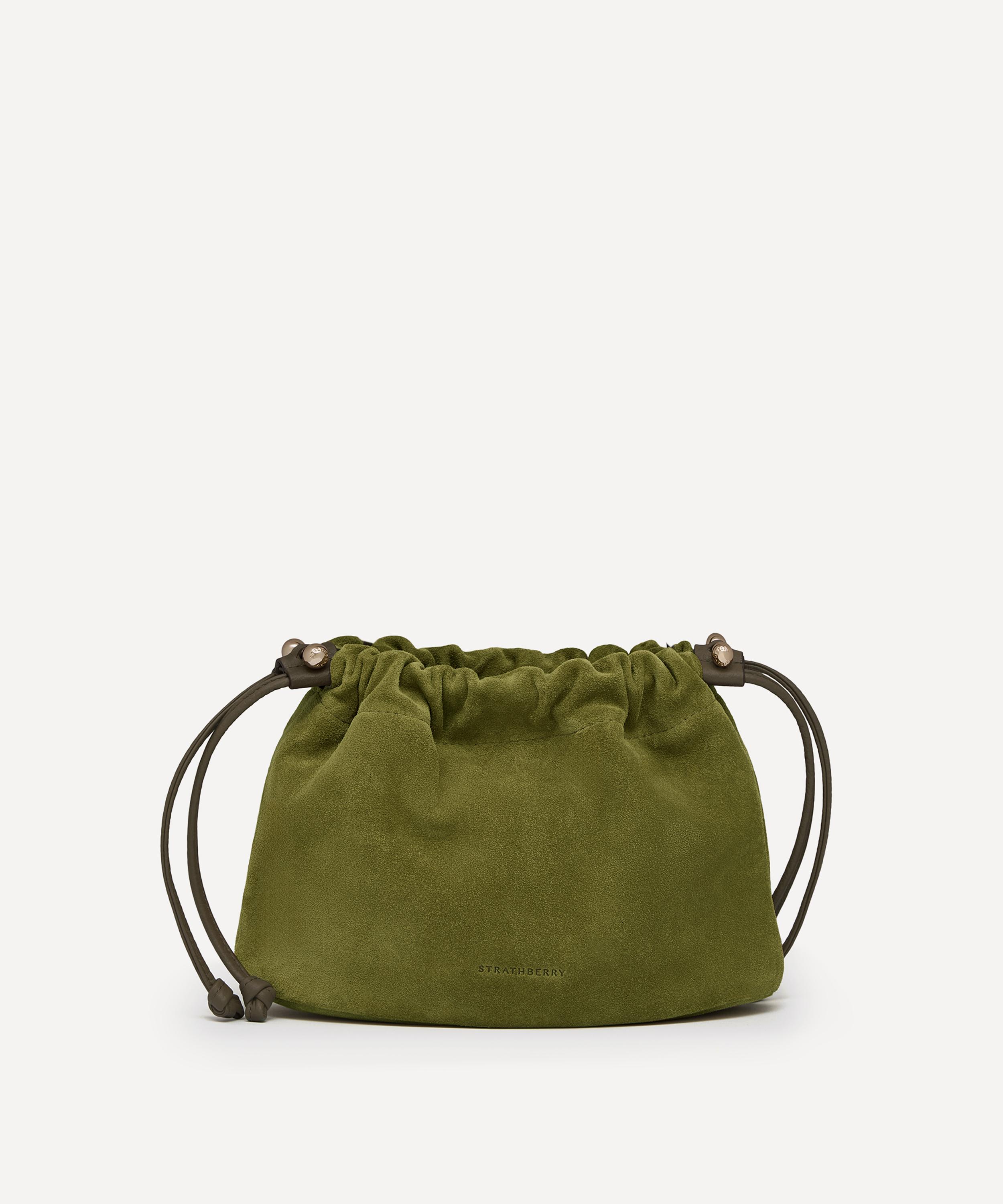 Strathberry - Charlotte Lime Suede Drawstring Bag