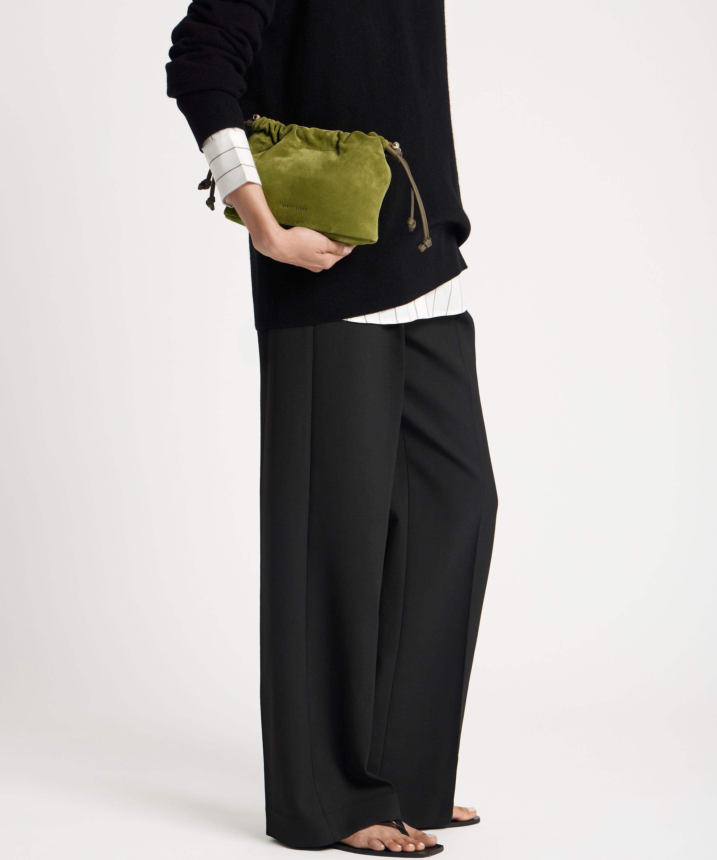 Strathberry - Charlotte Lime Suede Drawstring Bag image number 2