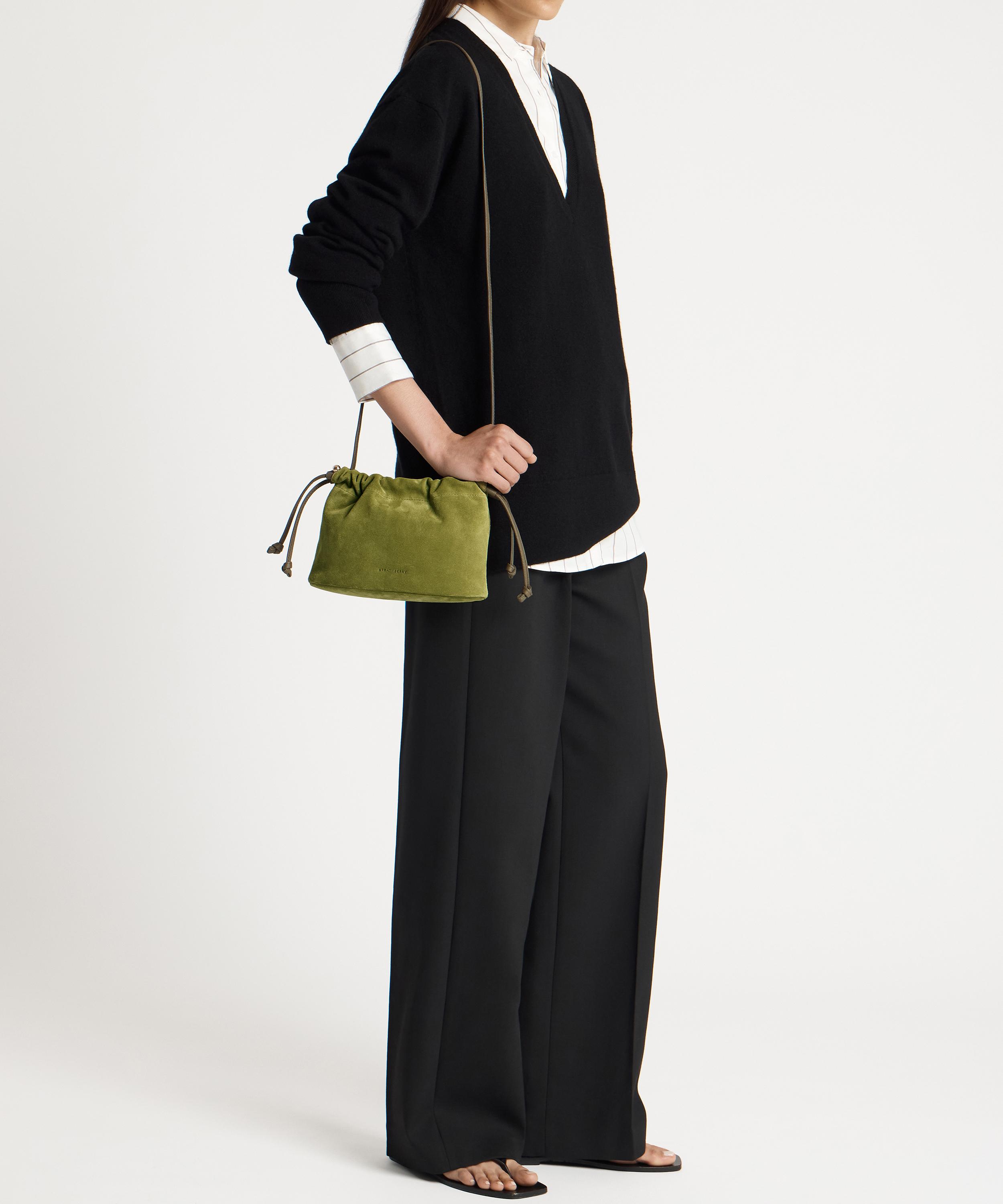 Strathberry - Charlotte Lime Suede Drawstring Bag image number 3