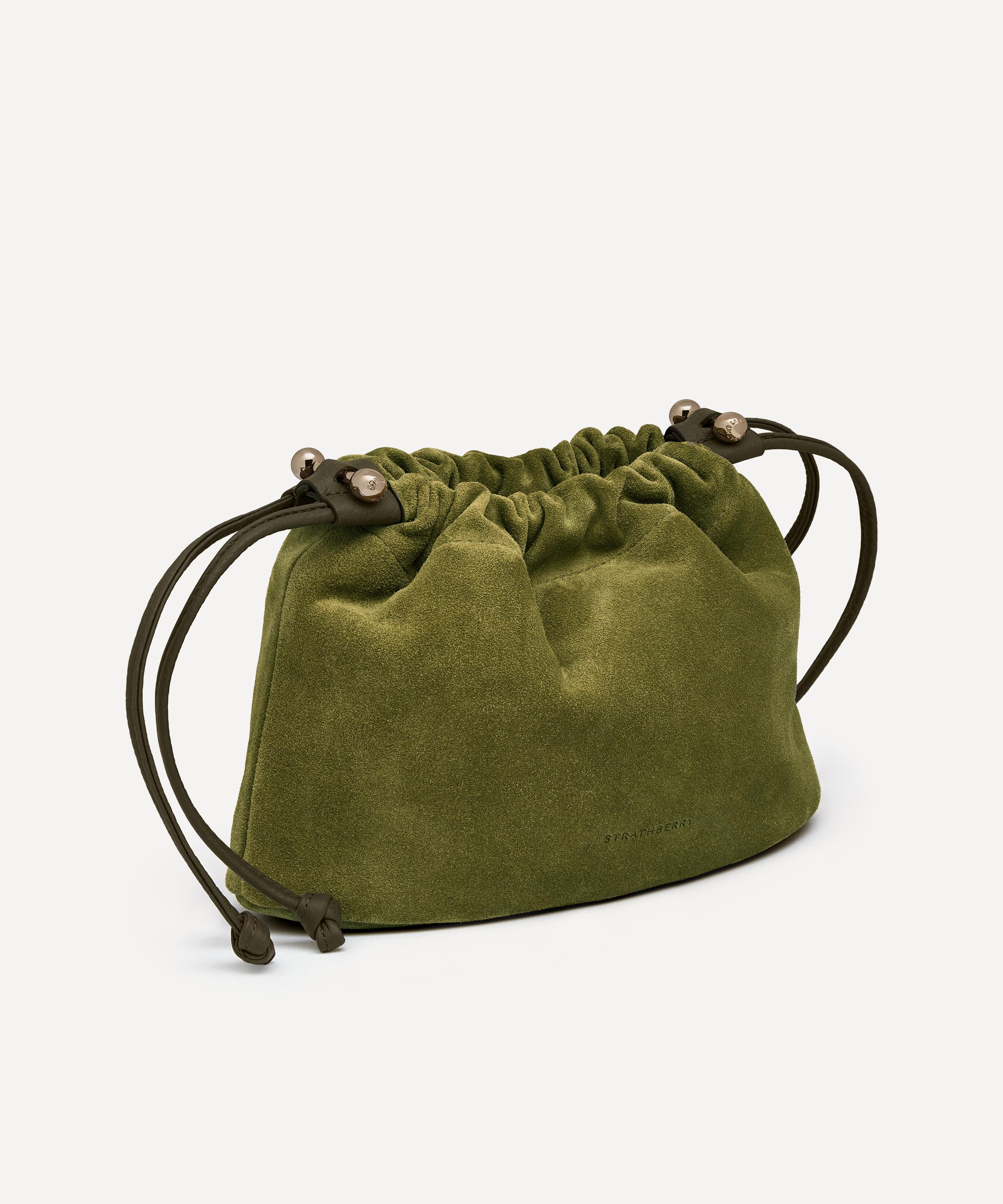 Strathberry - Charlotte Lime Suede Drawstring Bag image number 4