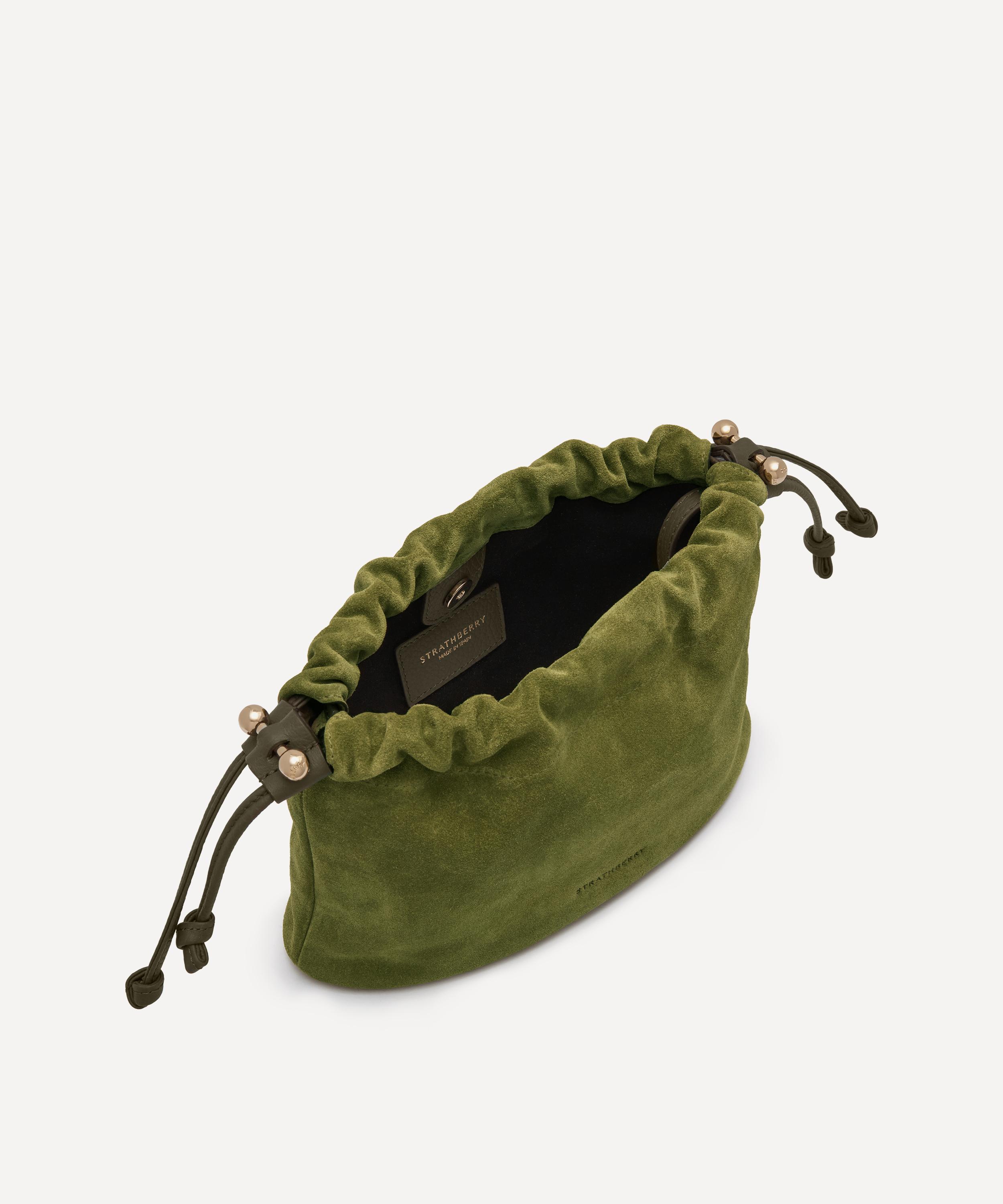 Strathberry - Charlotte Lime Suede Drawstring Bag image number 5