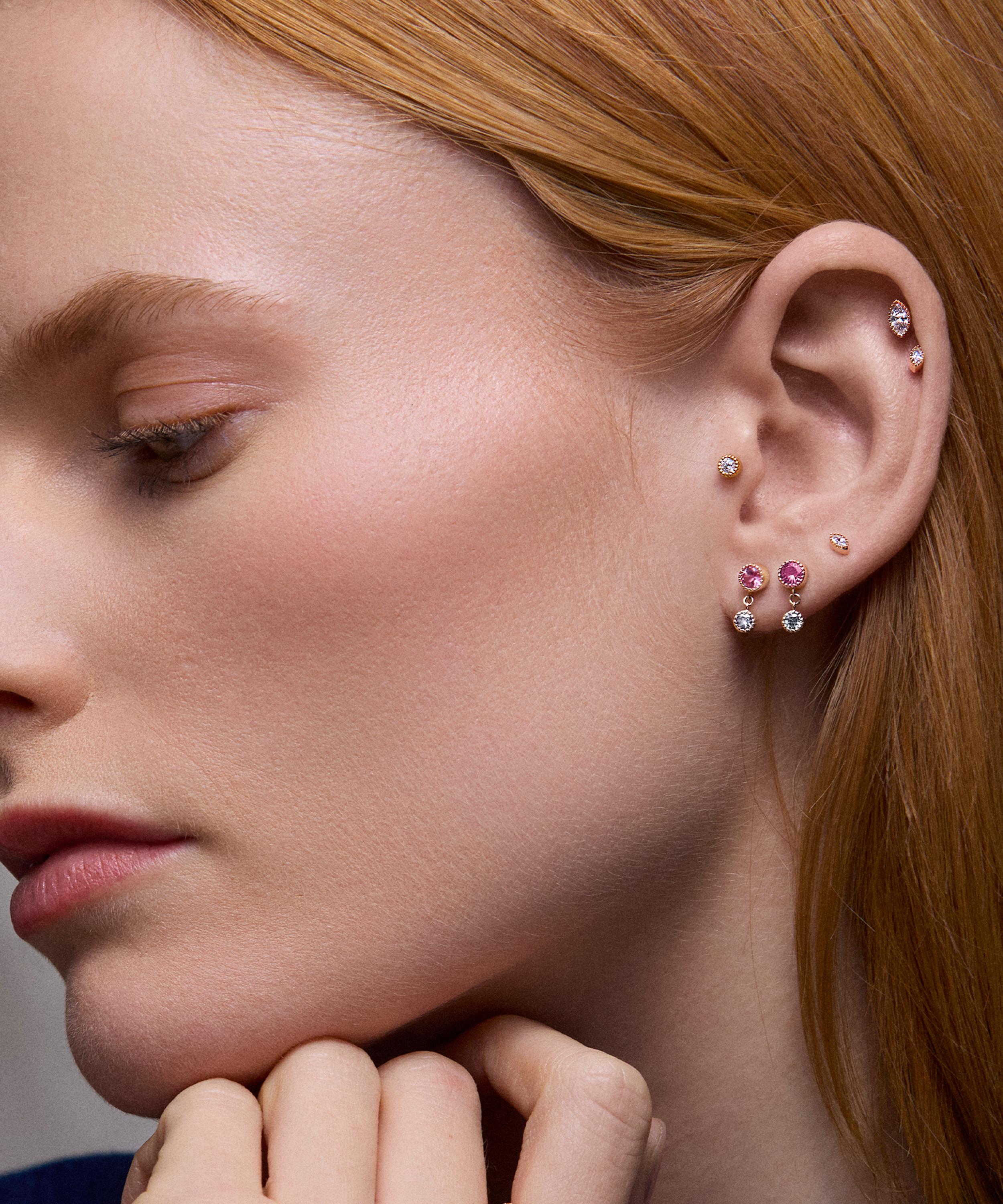 Dinny Hall - 9ct Gold Due Drop Pink Tourmaline and Diamond Stud Earrings image number 1