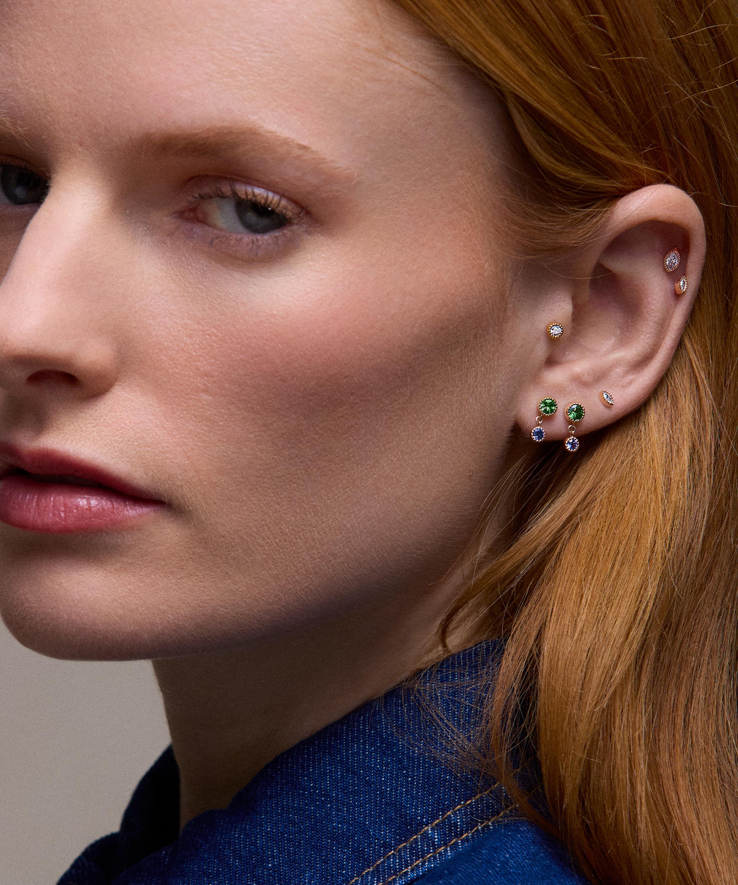 Dinny Hall - 9ct Gold Due Drop Tsavorite and Tanzanite Stud Earrings image number 1