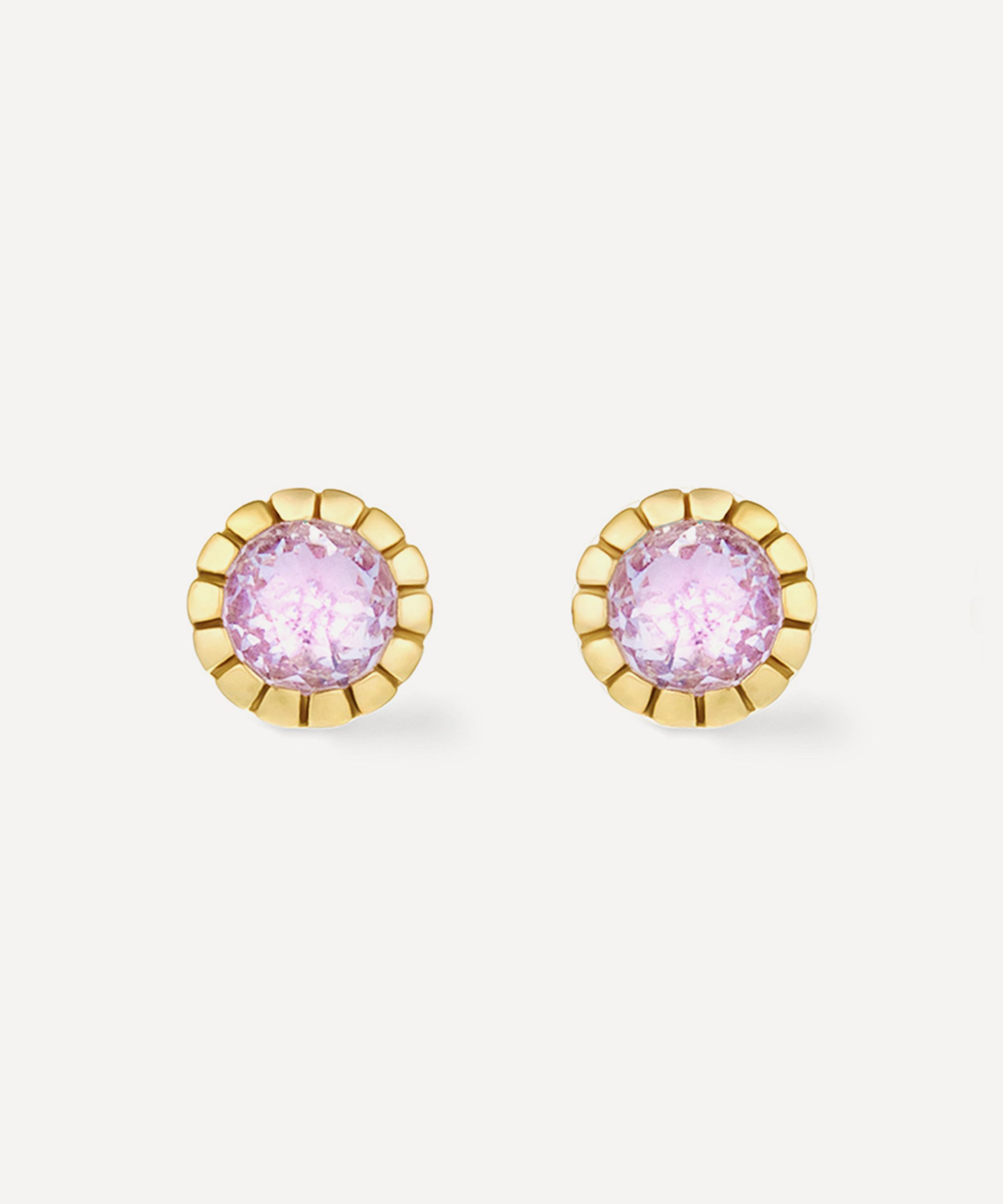 Dinny Hall - 18ct Gold-Plated Vermeil Silver Amethyst Chequerboard Stud Earrings