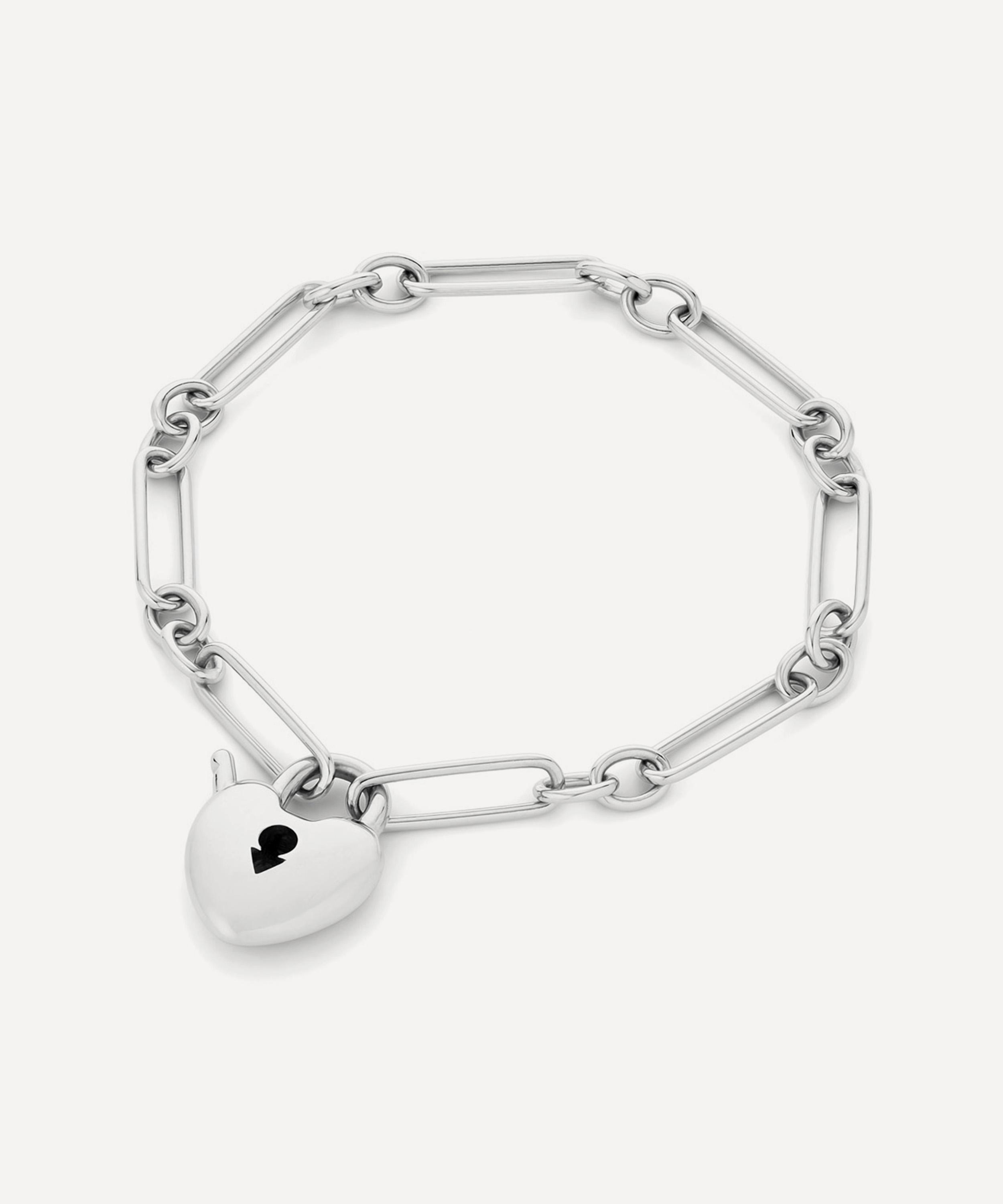 Dinny Hall - Sterling Silver Padlock Heart Chain Bracelet