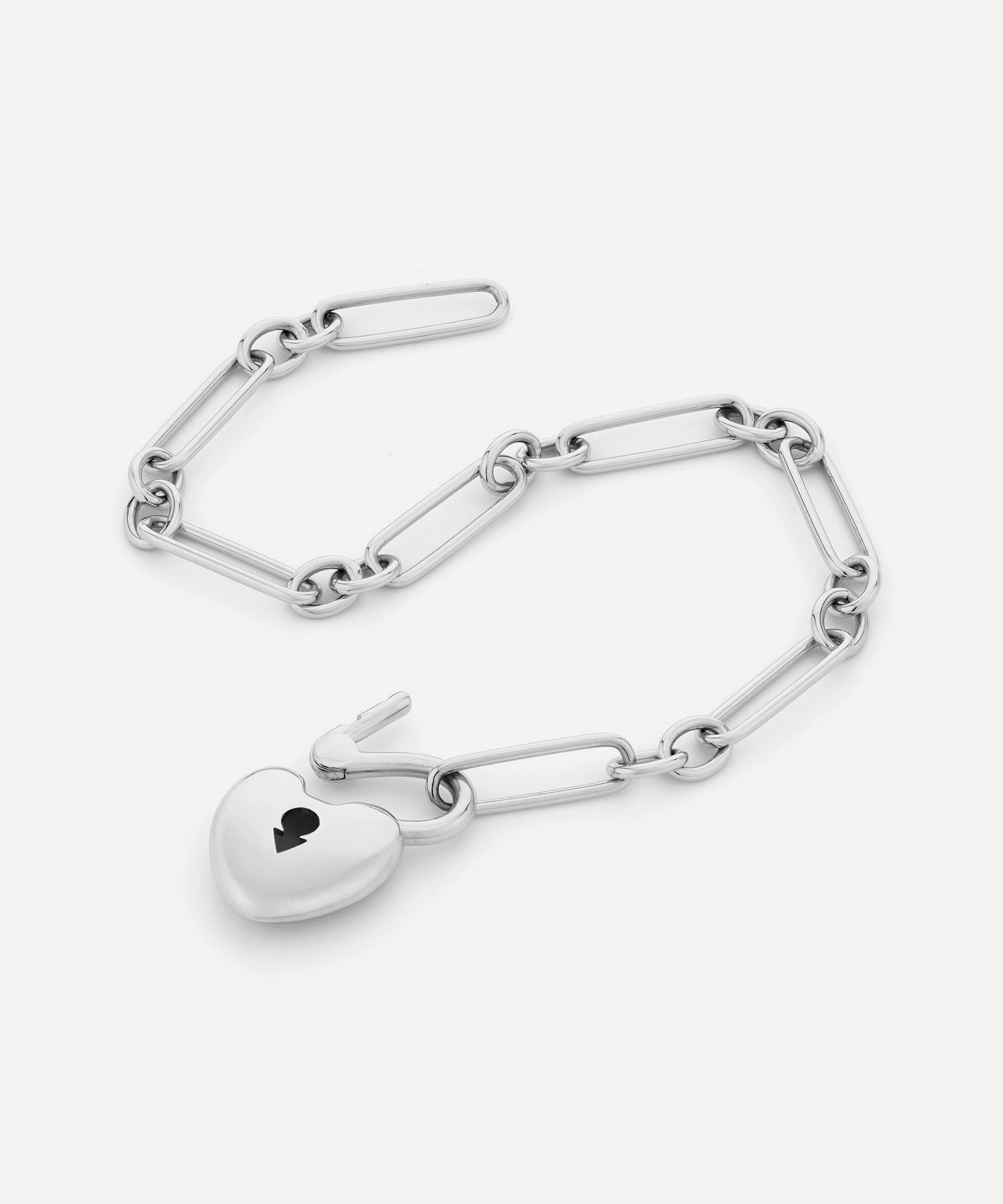 Dinny Hall - Sterling Silver Padlock Heart Chain Bracelet image number 2