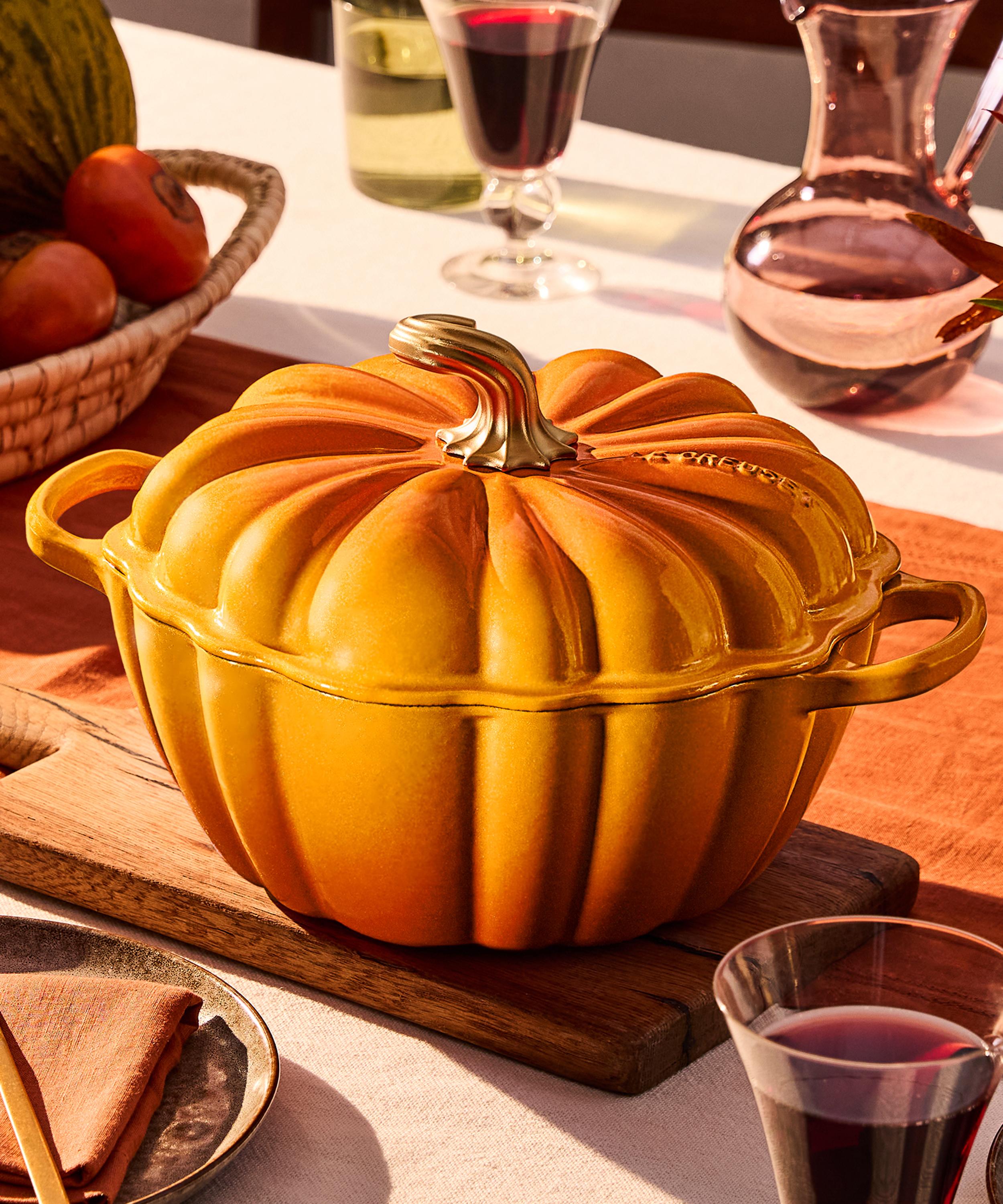 Le Creuset Cast Iron Stoneware Pumpkin Casserole Dish in