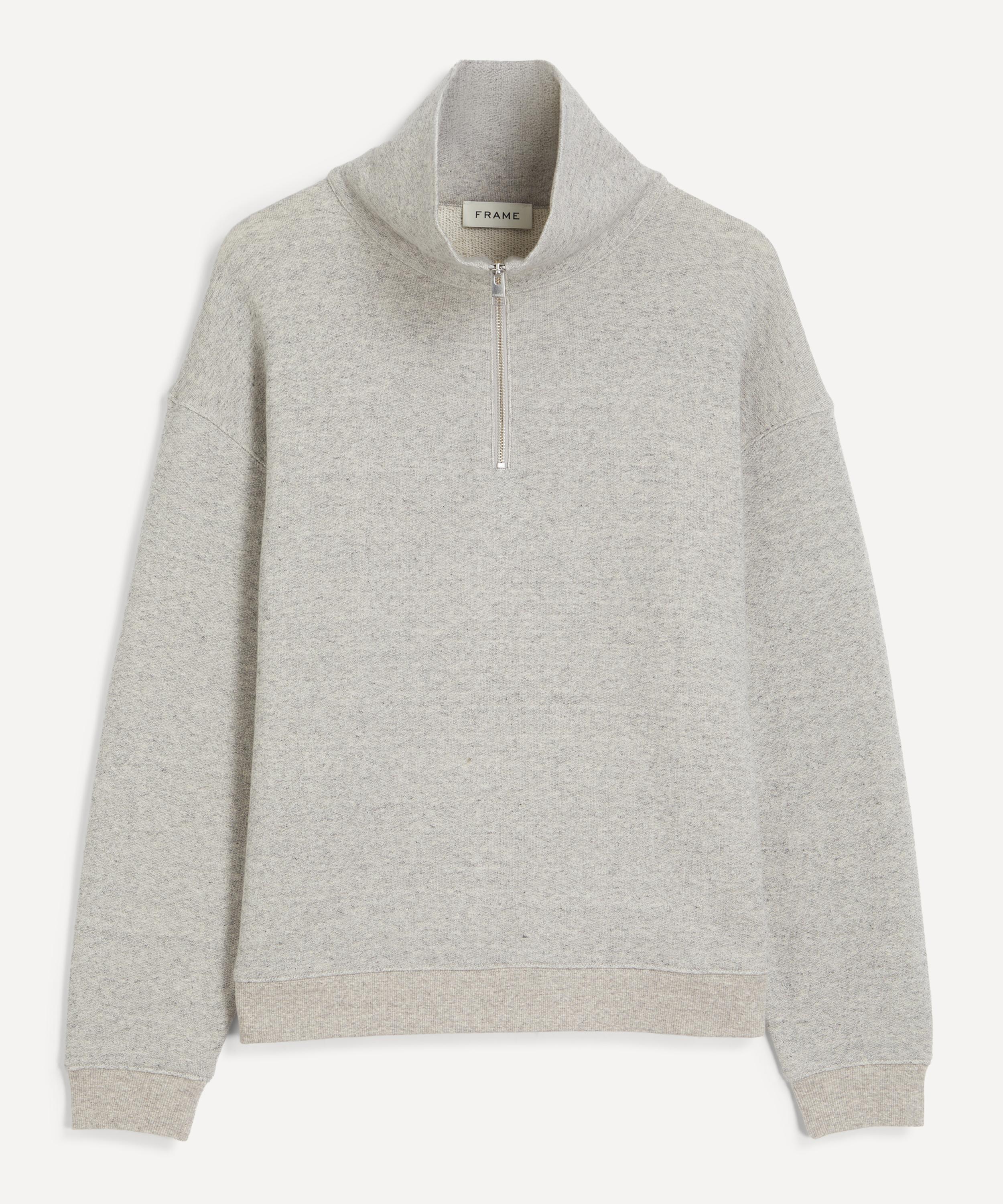 Frame - Heather Grey Relaxed Zip-Up Sweatshirt