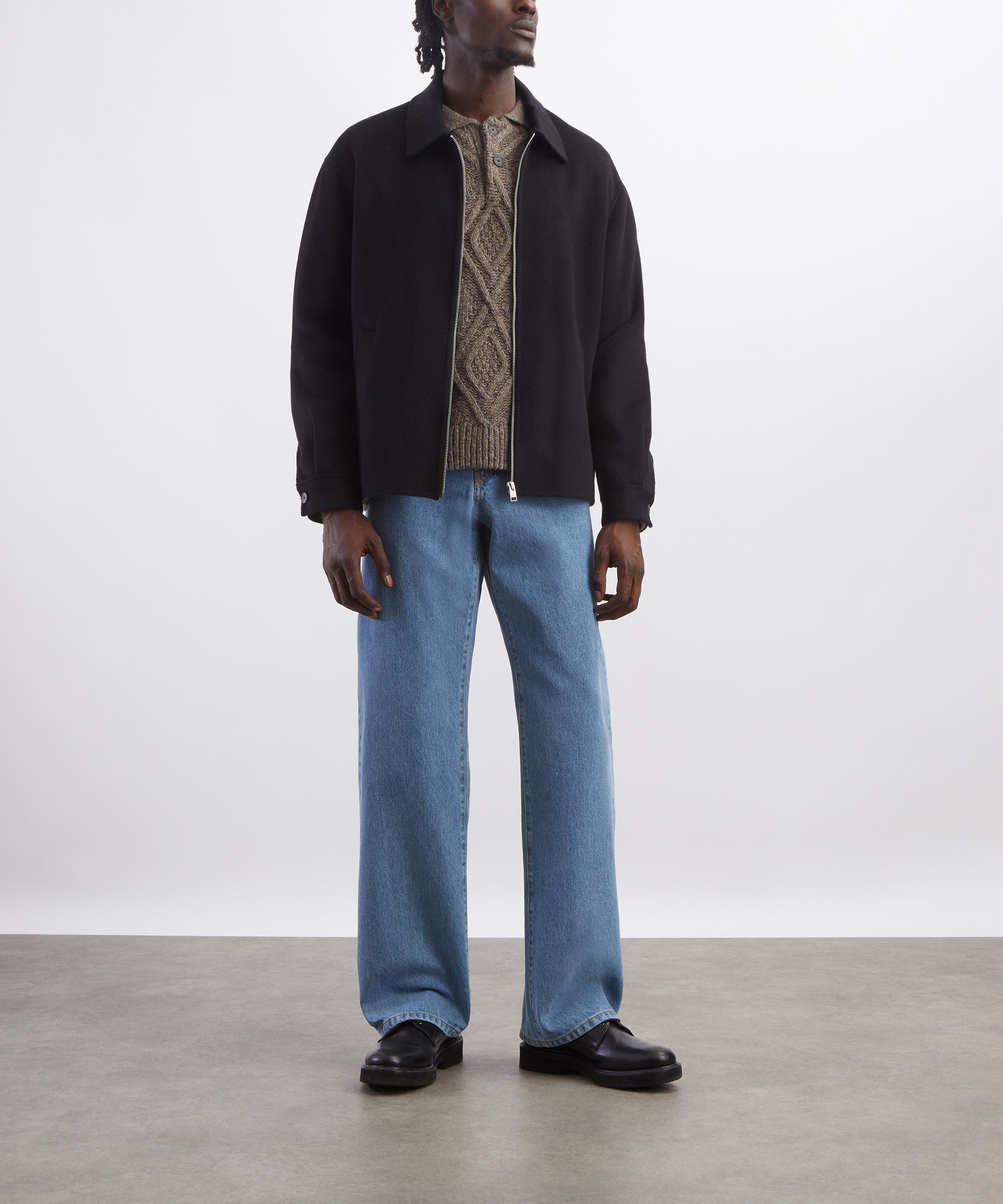 Frame - Brown-Olive Cable-Knit Polo Jumper image number 1