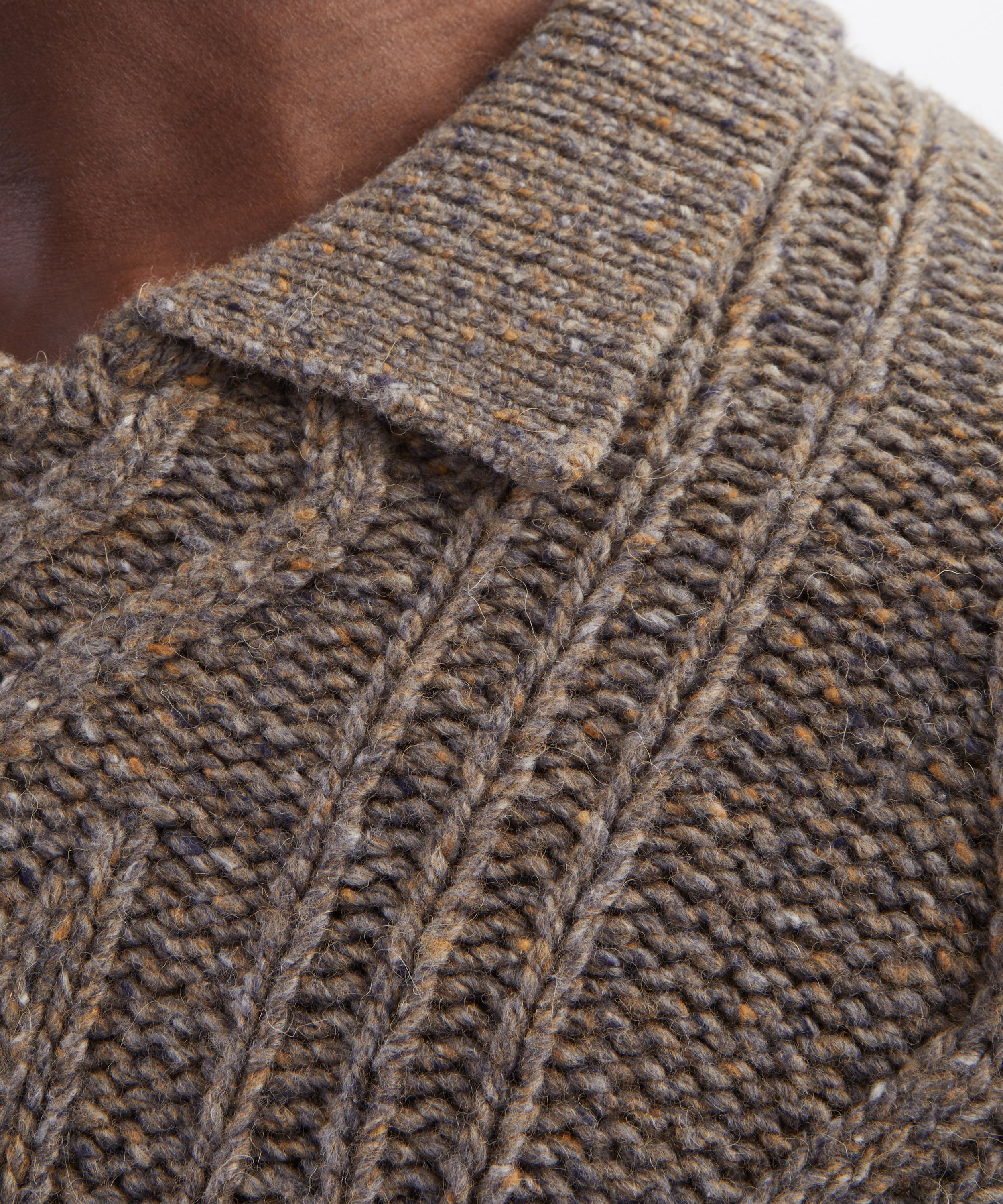 Frame - Brown-Olive Cable-Knit Polo Jumper image number 4