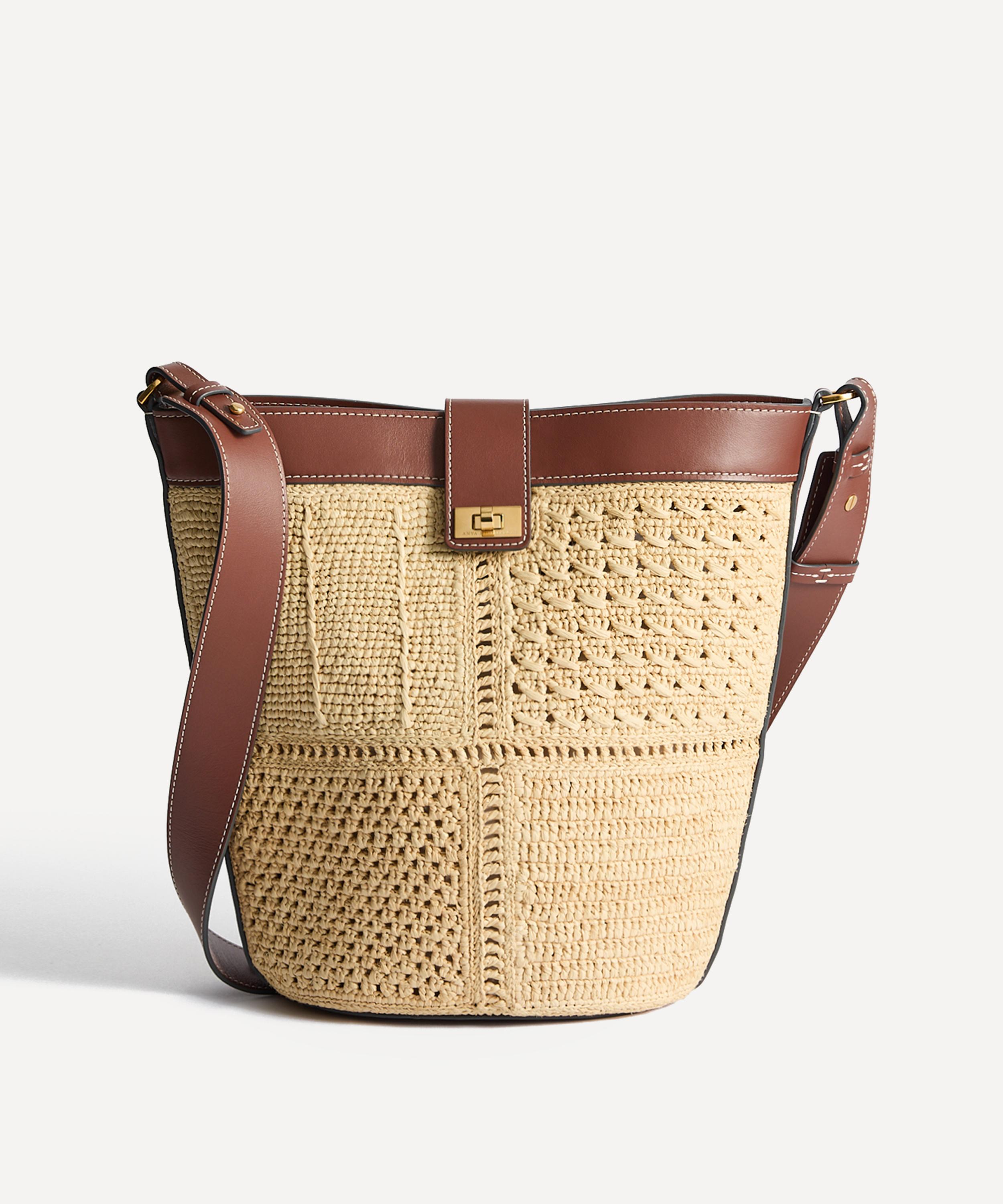 Anya Hindmarch - Patchwork Raffia and Leather Bucket Bag image number 0