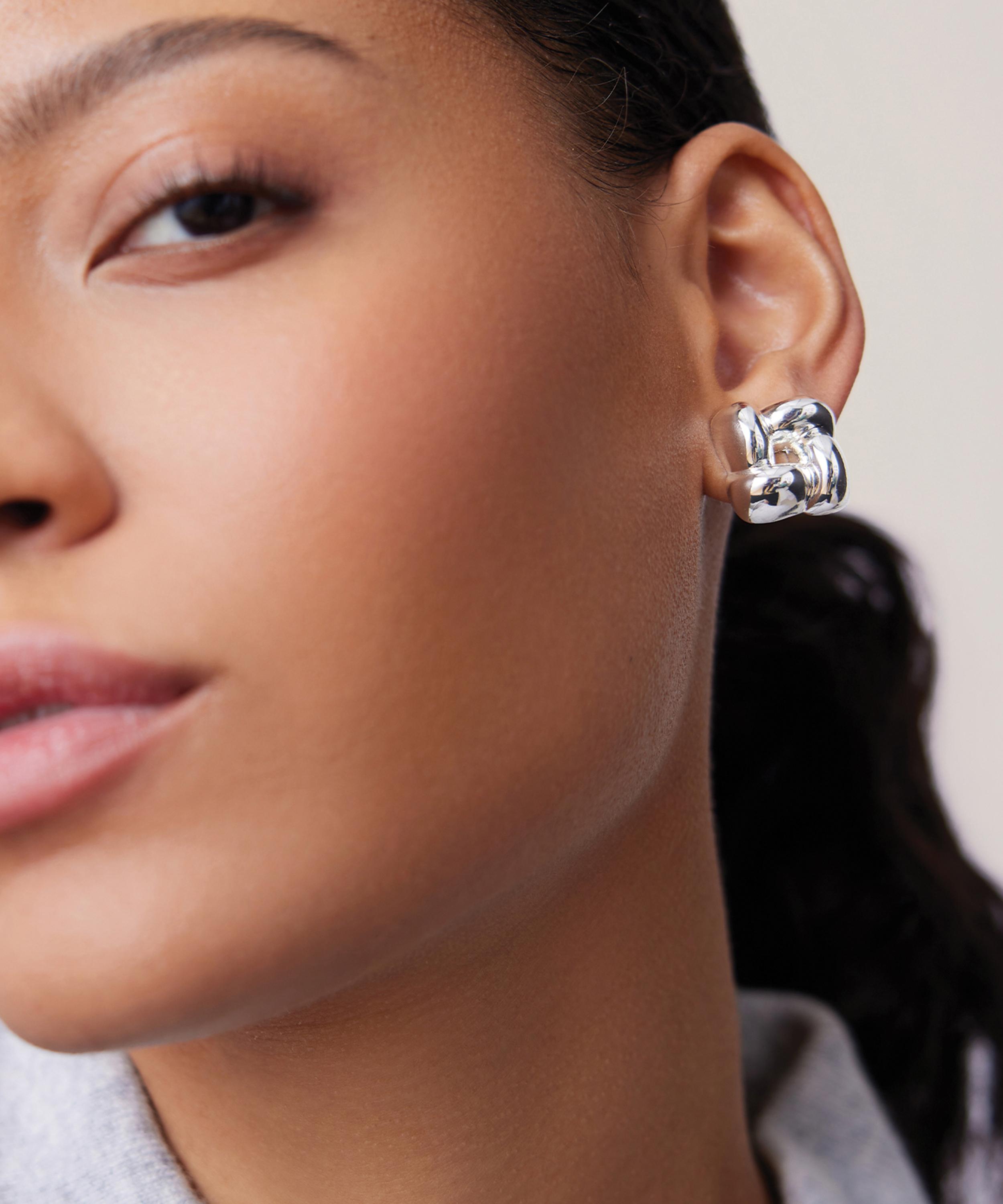 JENNY BIRD - Silver-Plated Woven Square Stud Earrings image number 1