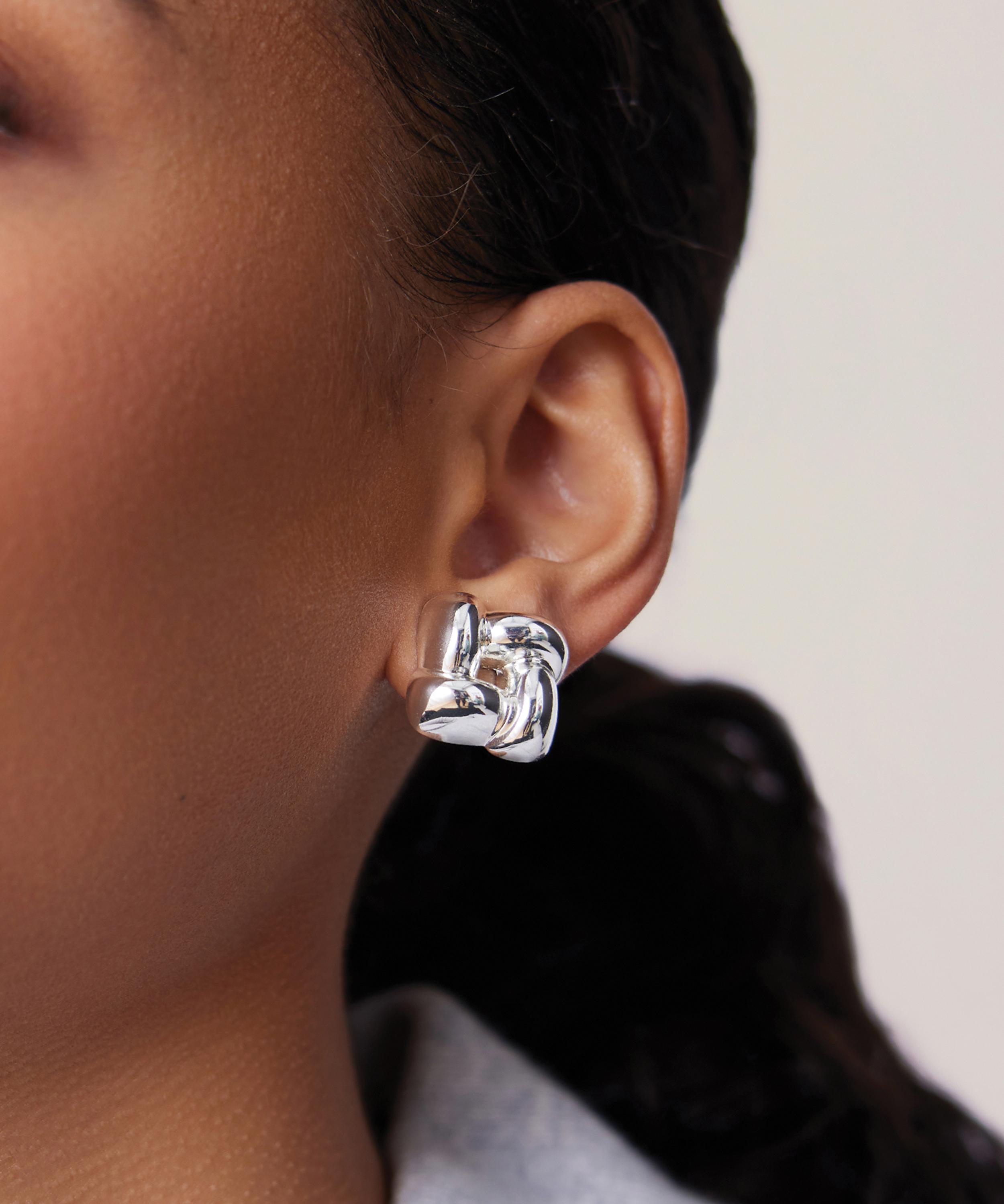 JENNY BIRD - Silver-Plated Woven Square Stud Earrings image number 3