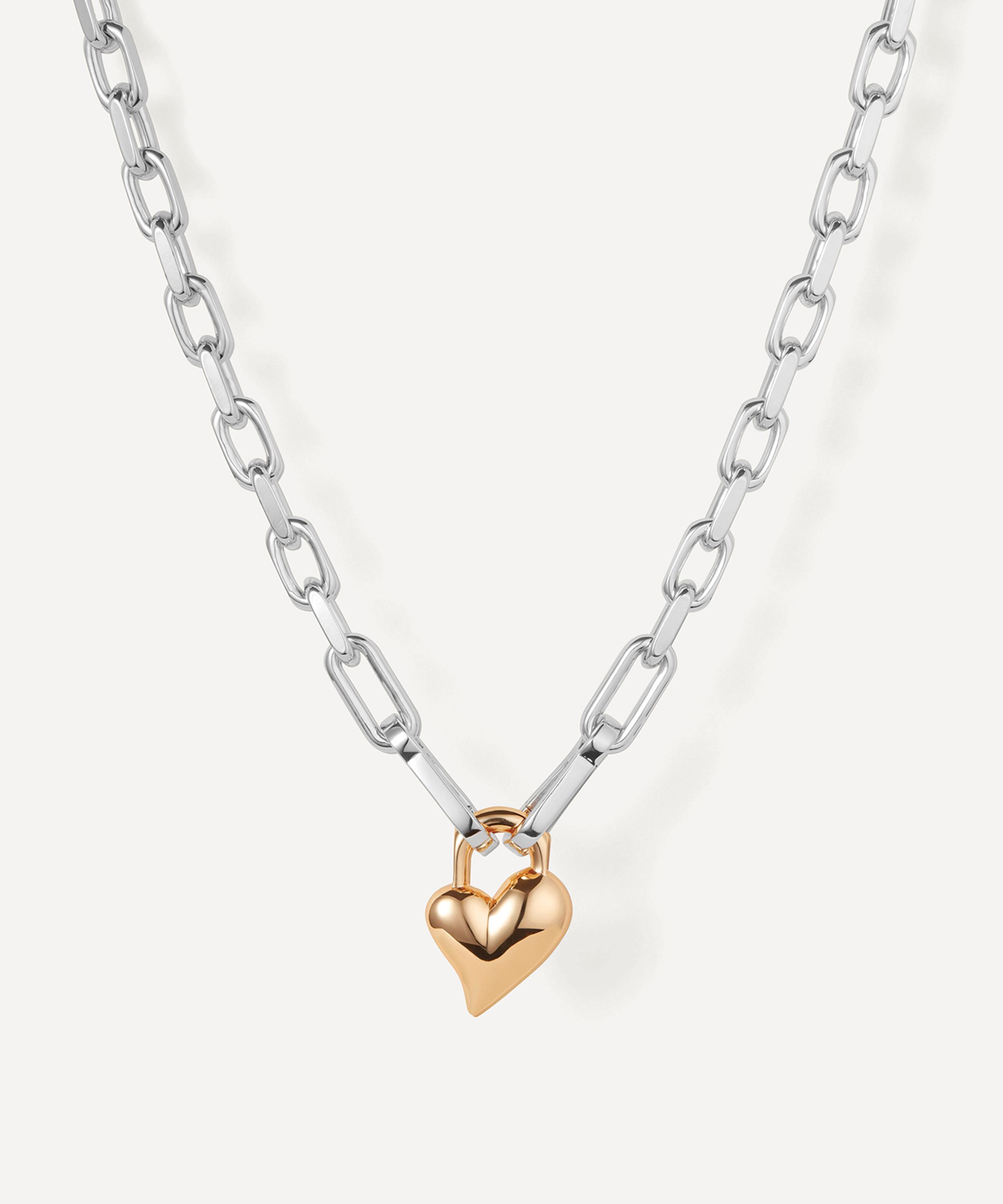 JENNY BIRD - Mixed Metal Padlock Heart Pendant Necklace image number 2