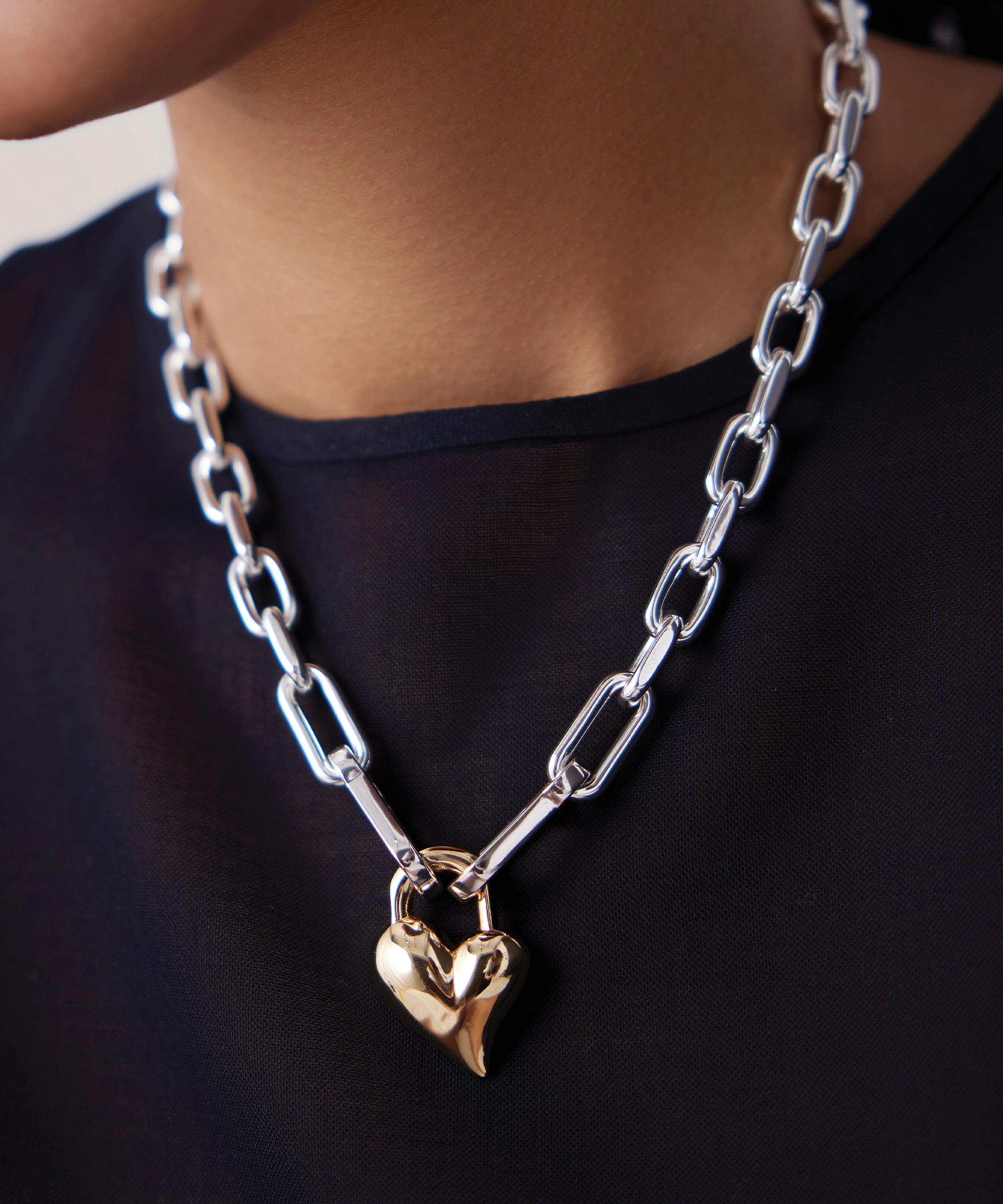 JENNY BIRD - Mixed Metal Padlock Heart Pendant Necklace image number 4