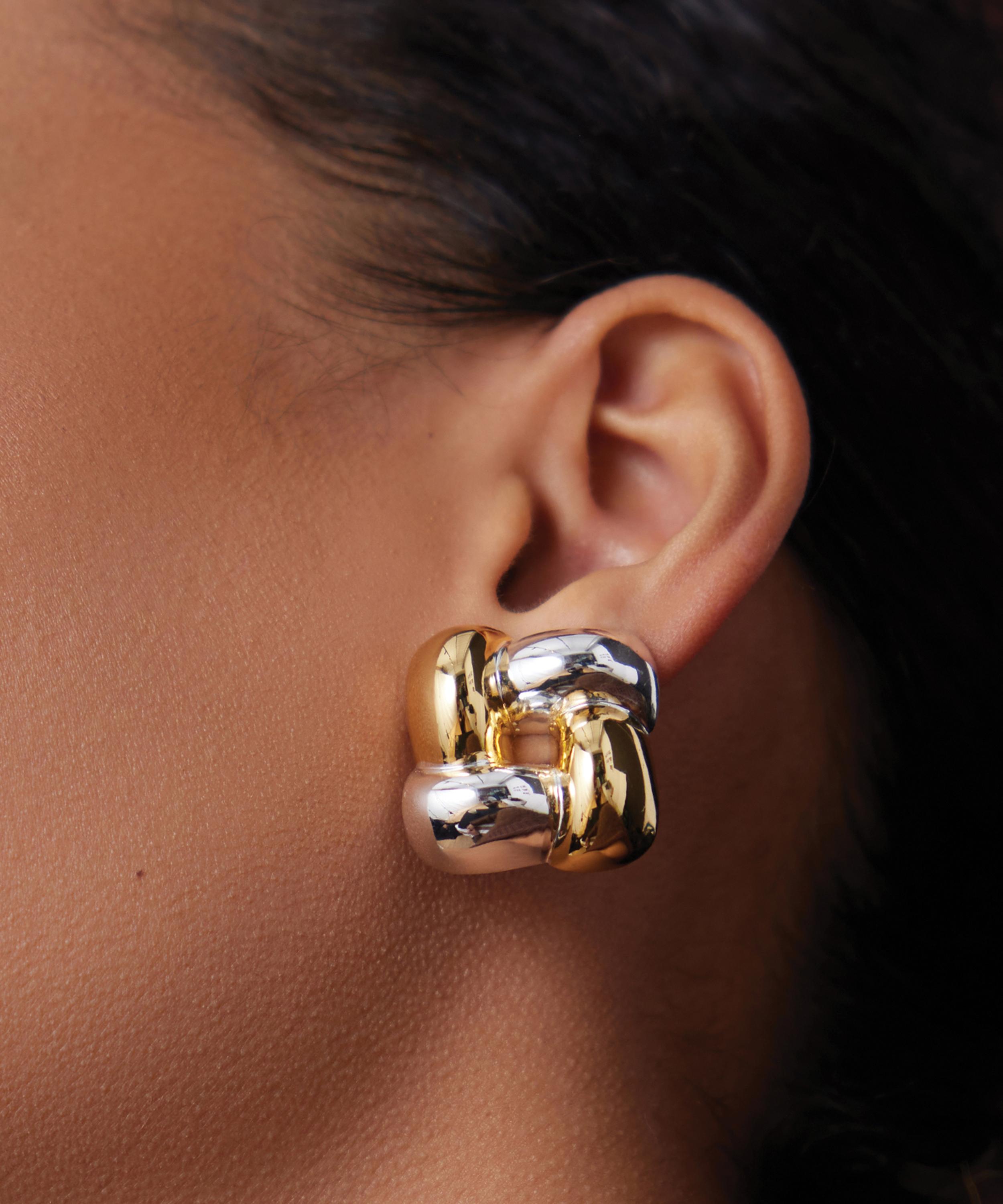 JENNY BIRD - Mixed Metal Medium Woven Square Stud Earrings image number 3