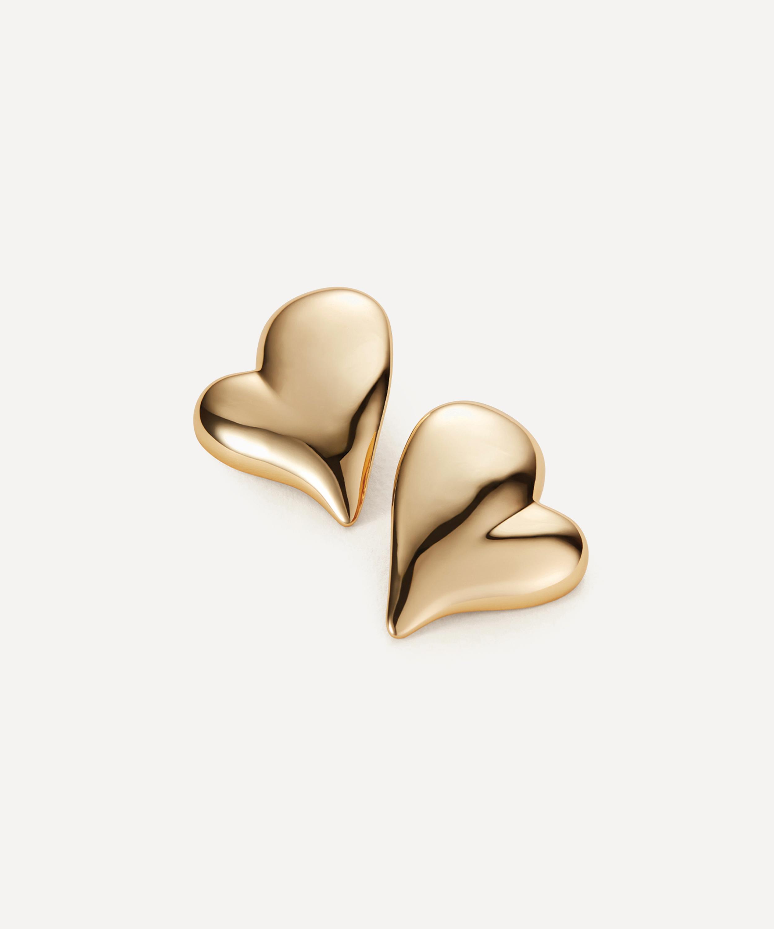 JENNY BIRD - 14ct Gold-Plated Mega Art Heart Symmetrical Button Stud Earrings