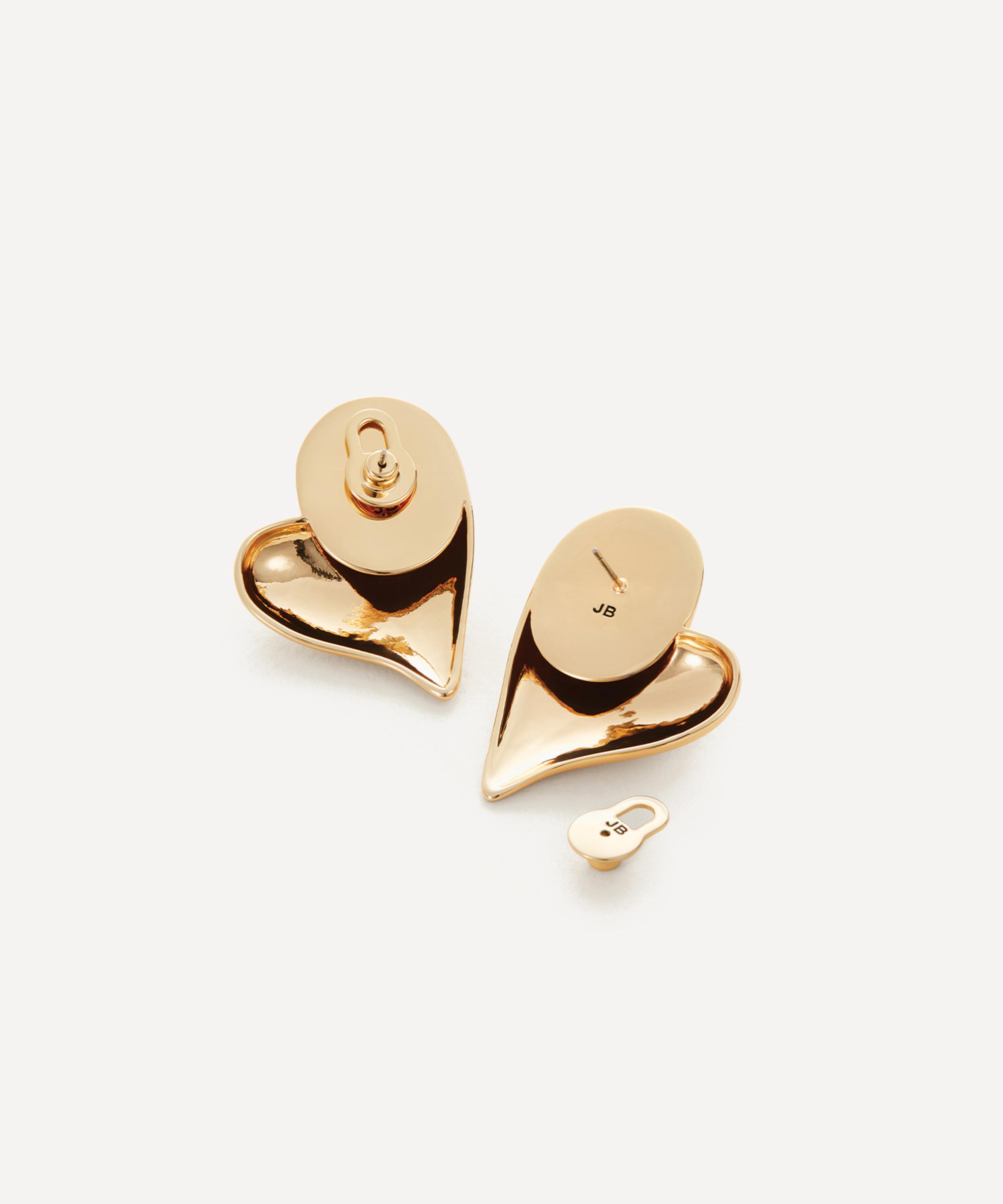 JENNY BIRD - 14ct Gold-Plated Mega Art Heart Symmetrical Button Stud Earrings image number 2