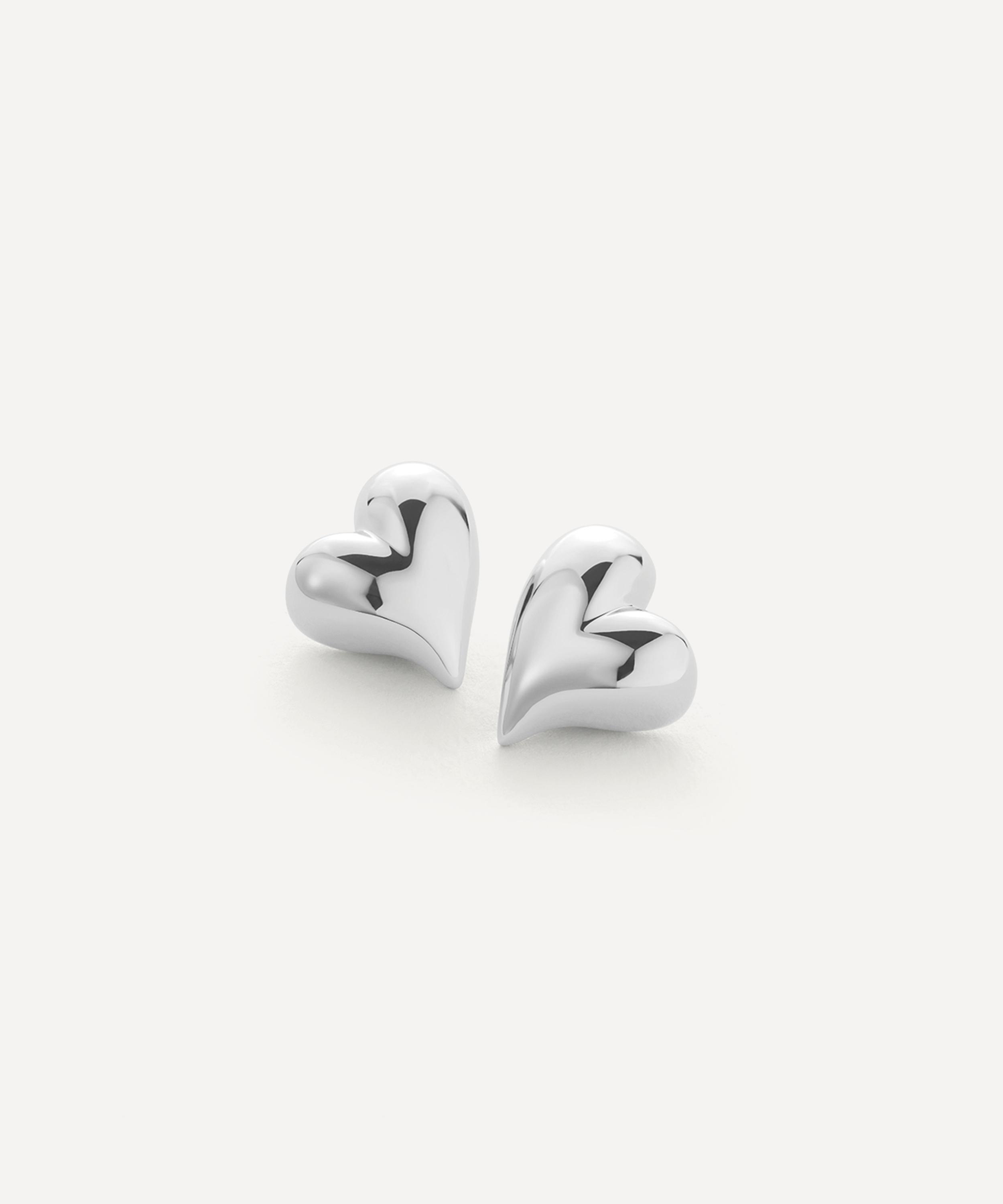 JENNY BIRD - Silver-Plated Art Heart Symmetrical Button Stud Earrings image number 0