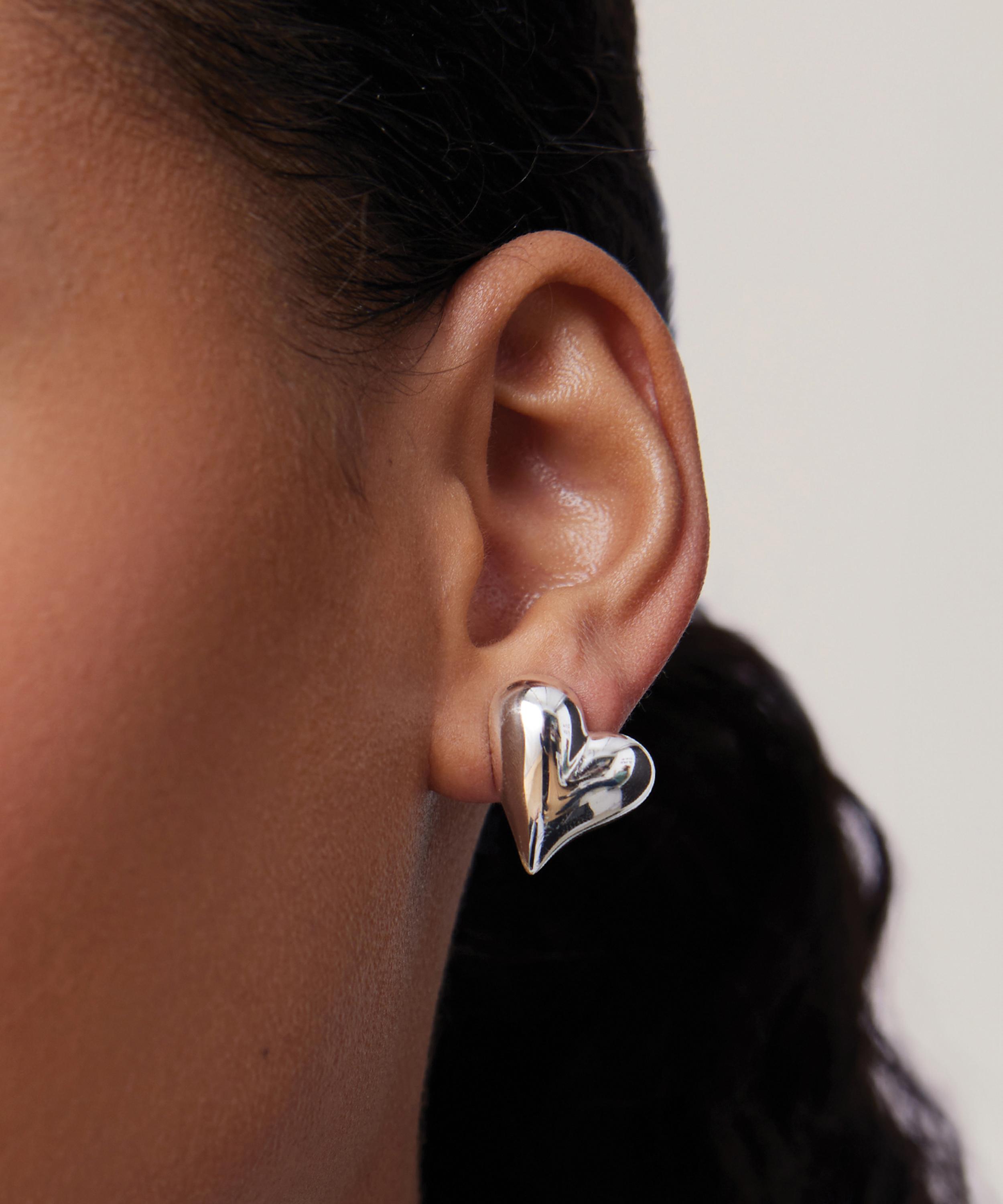 JENNY BIRD - Silver-Plated Art Heart Symmetrical Button Stud Earrings image number 3