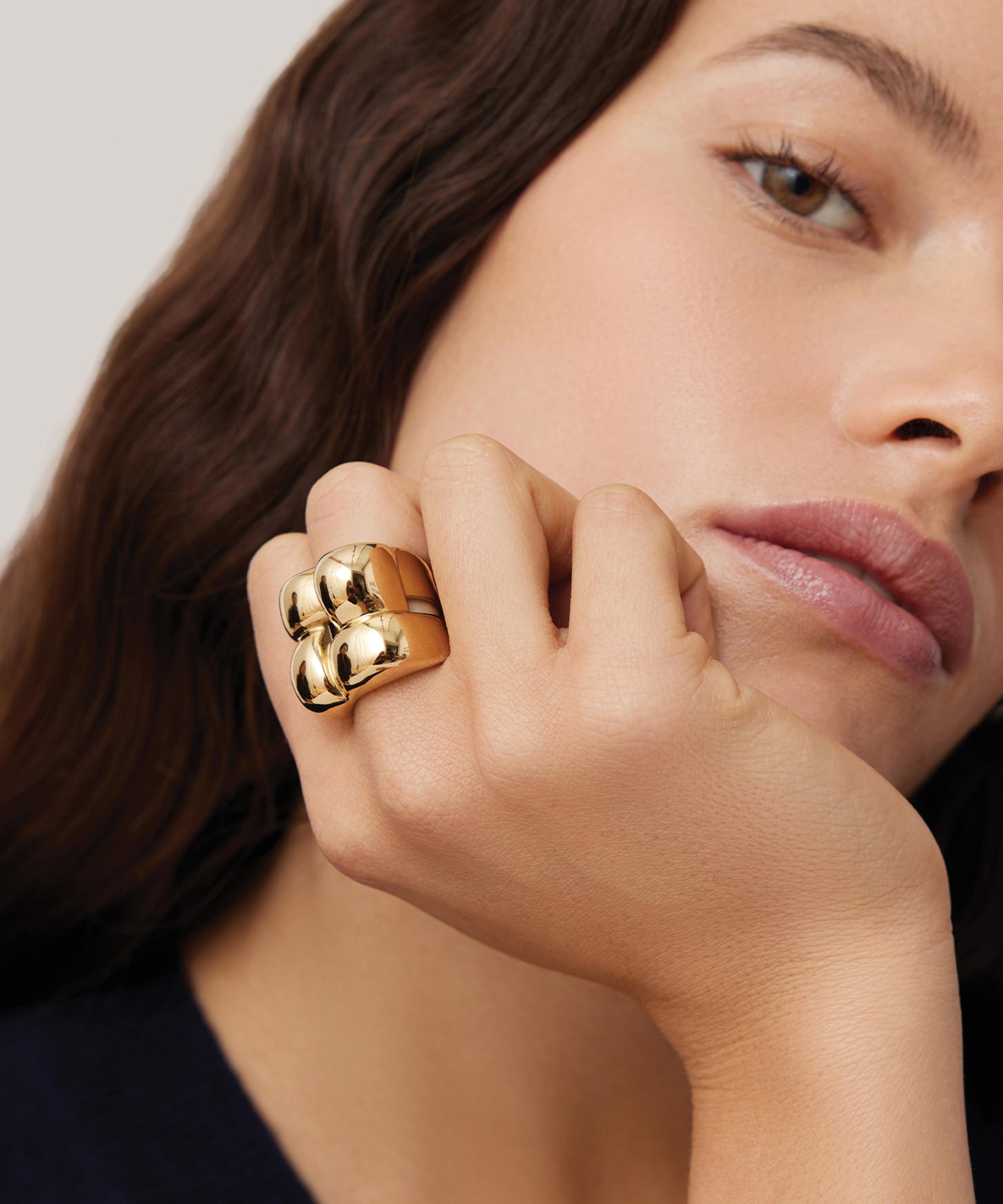 JENNY BIRD - 14ct Gold-Plated Mega Woven Square Ring image number 1
