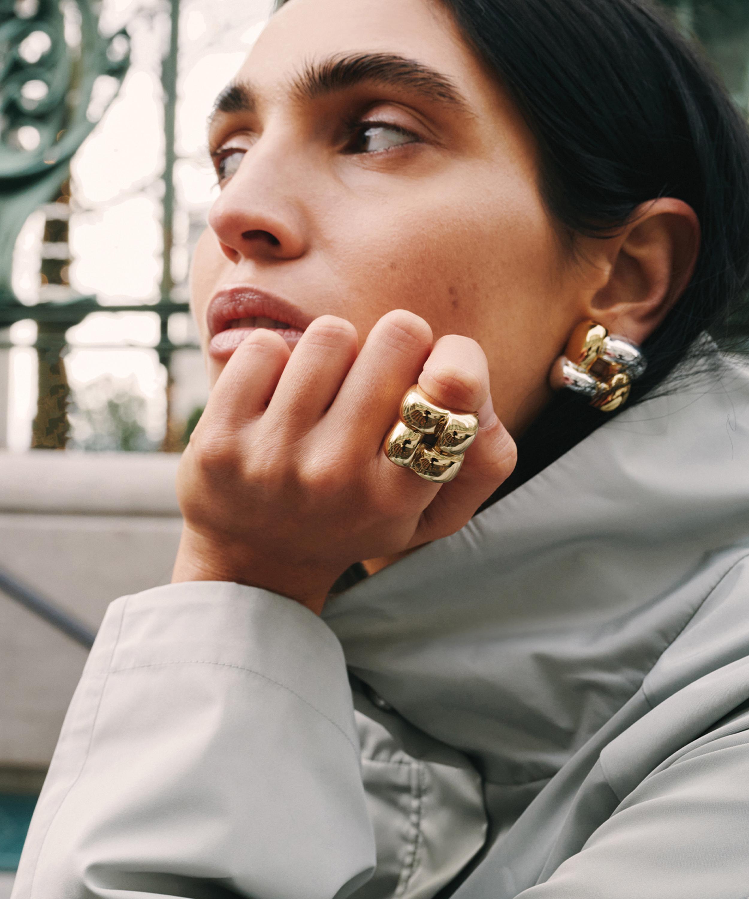 JENNY BIRD - 14ct Gold-Plated Mega Woven Square Ring image number 4