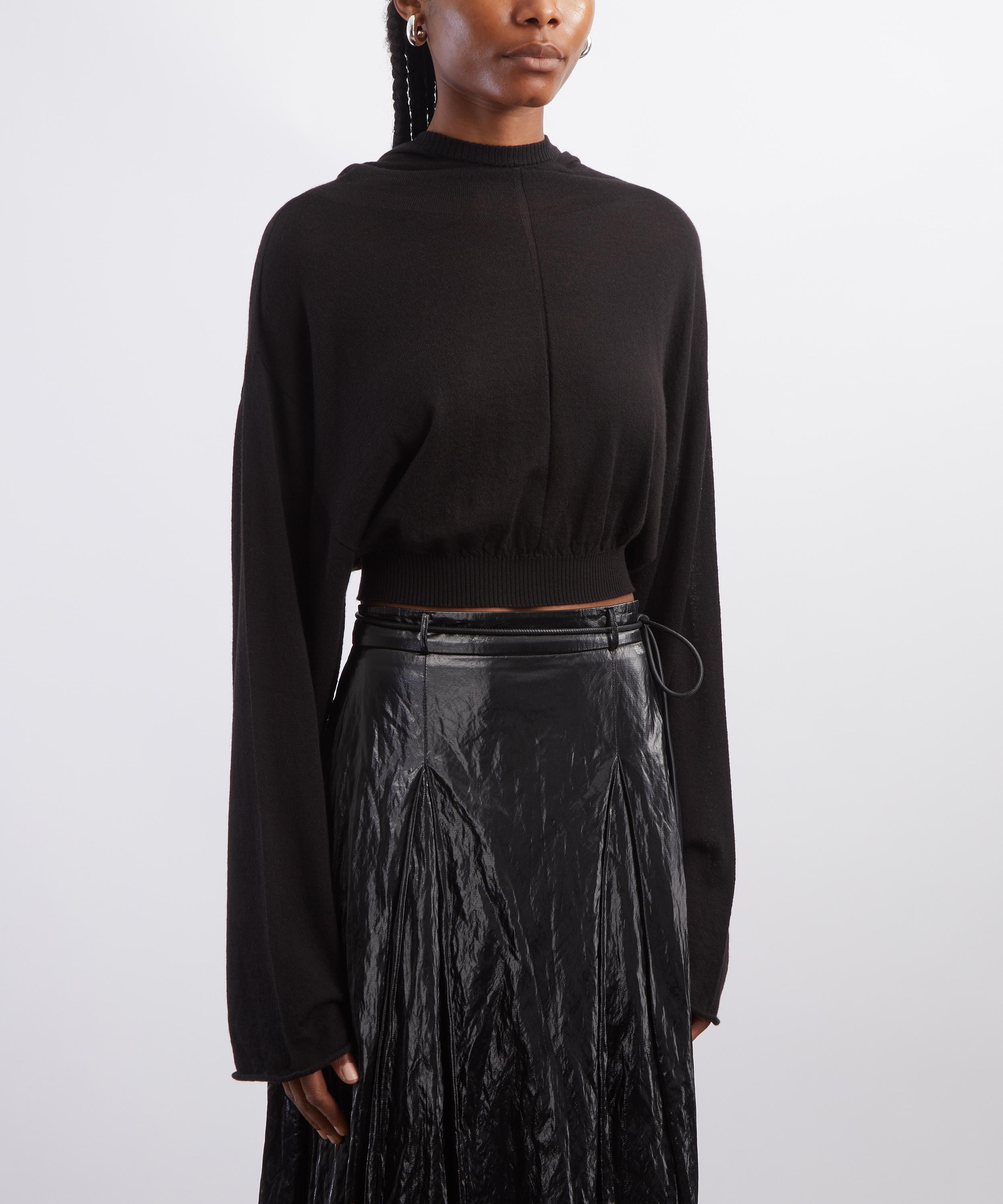 Rick Owens - Black Cropped Hooded Tunic image number 2