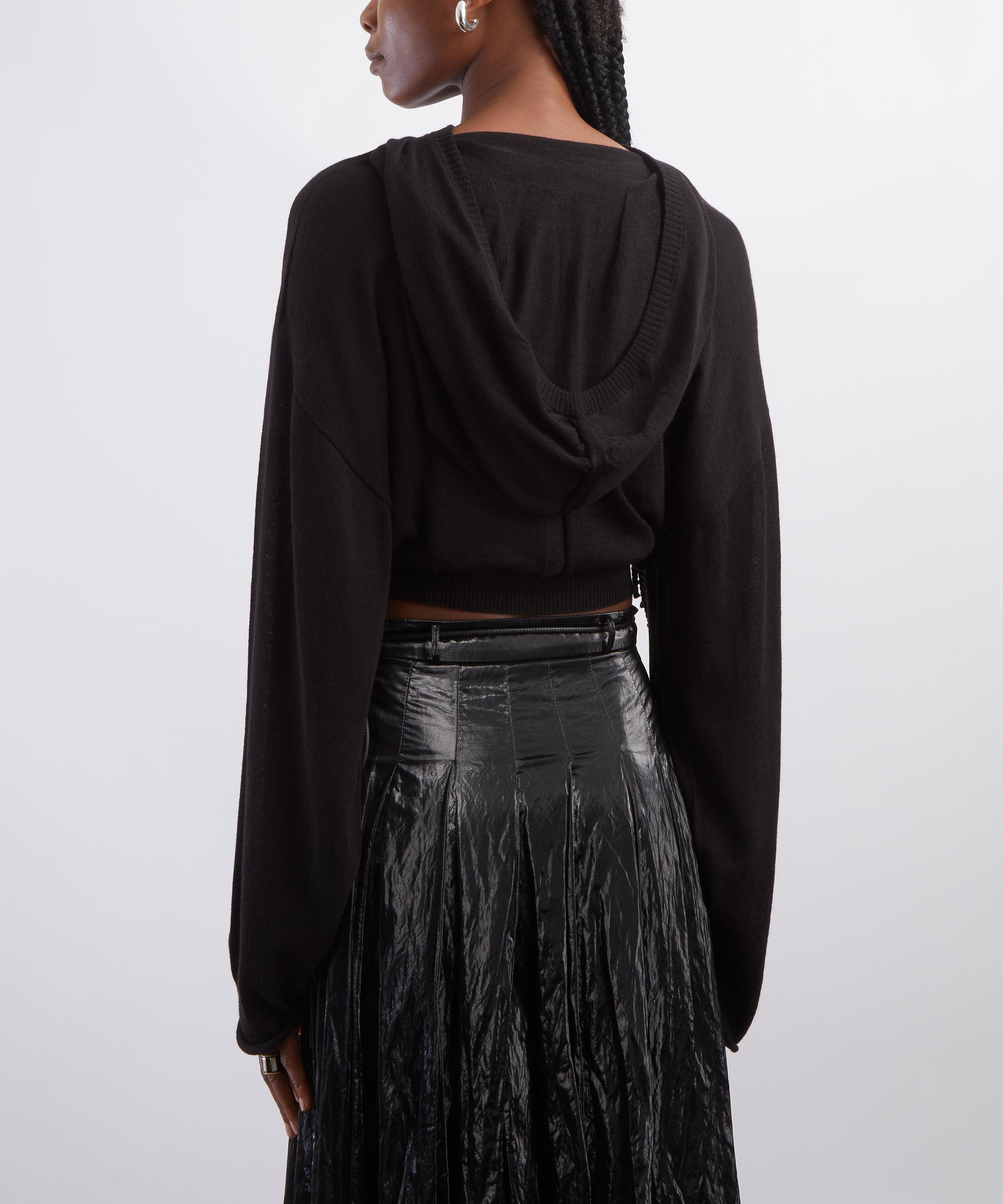 Rick Owens - Black Cropped Hooded Tunic image number 3