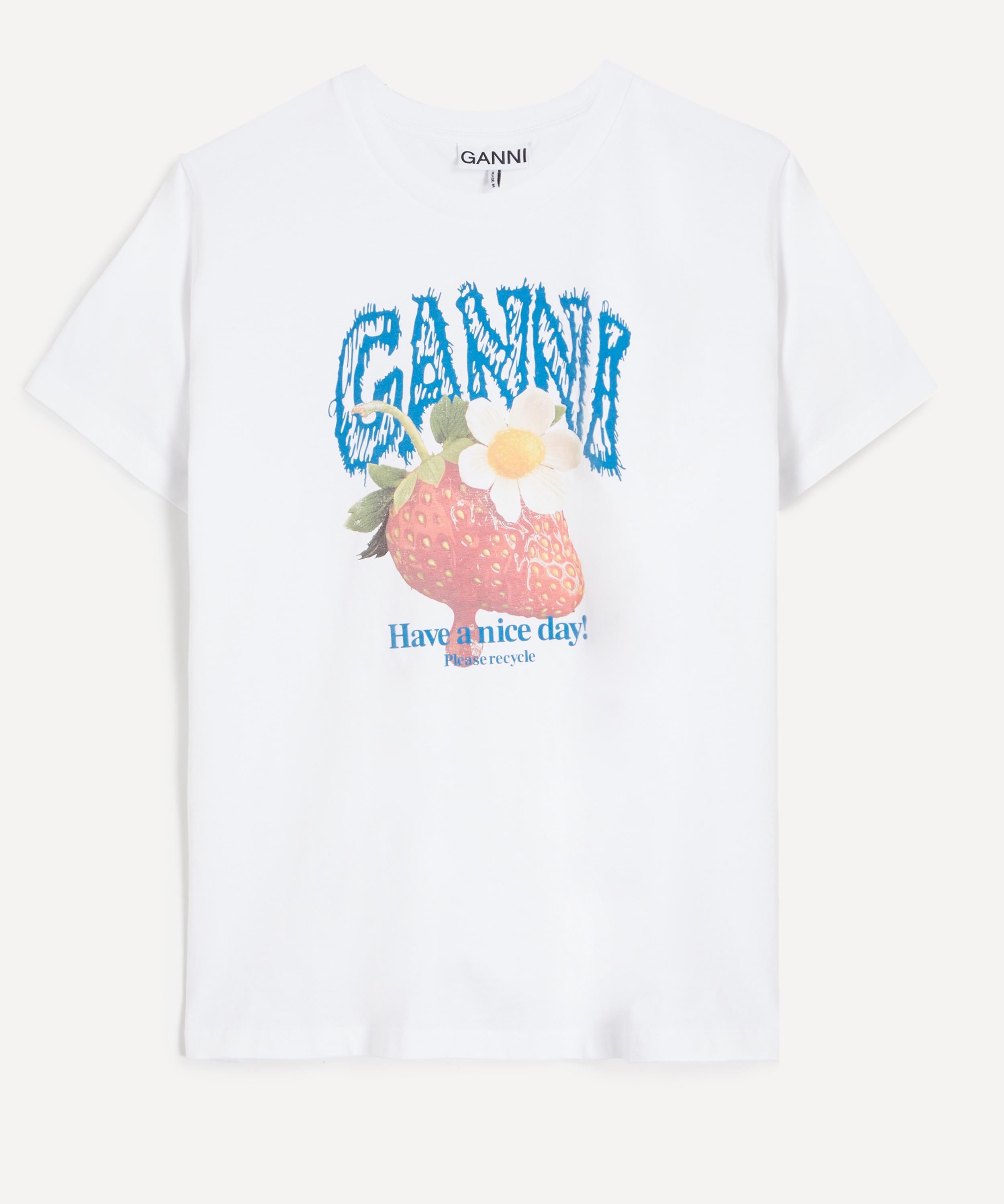 Ganni - Strawberry Print Cotton T-Shirt