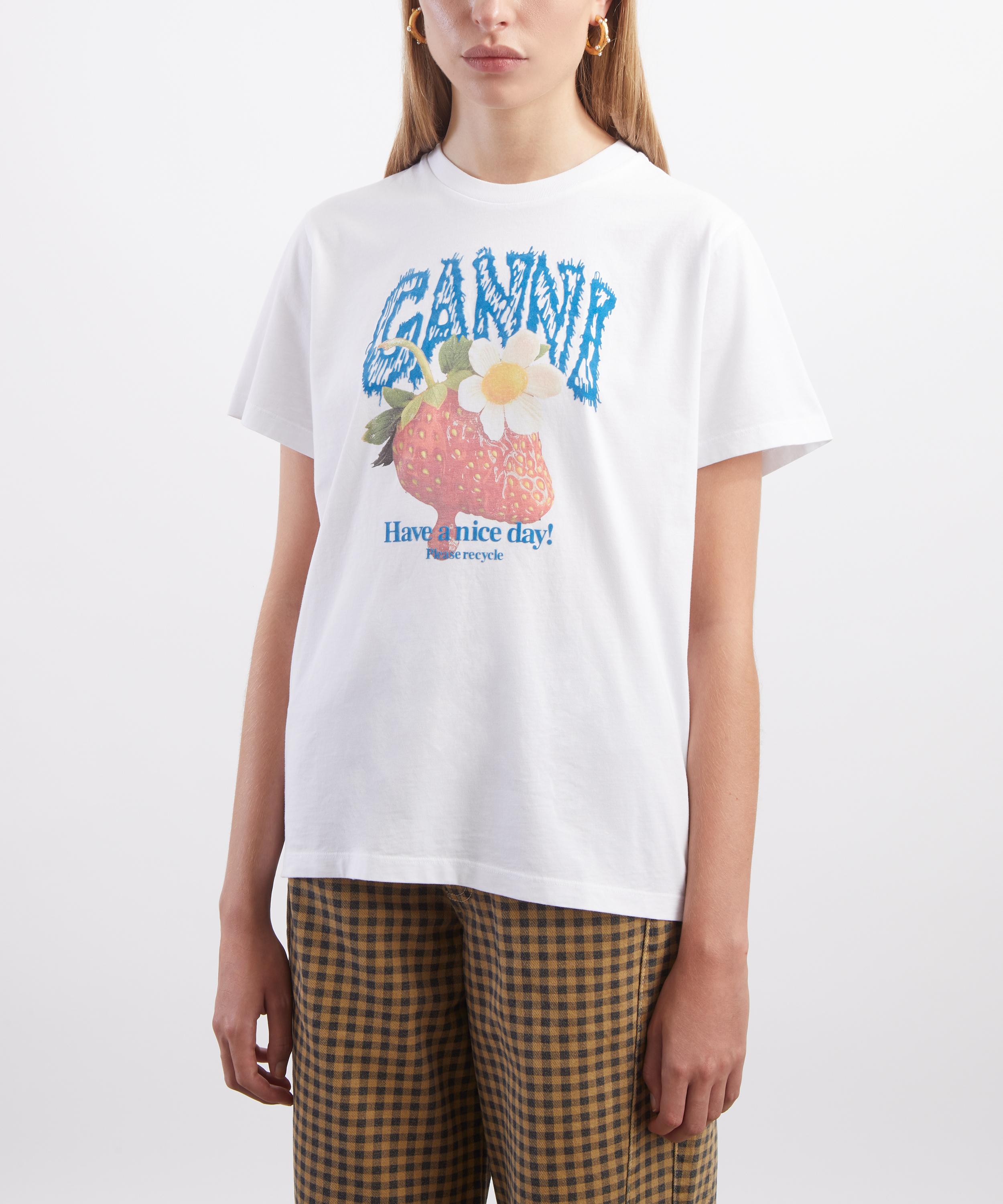 Ganni - Strawberry Print Cotton T-Shirt image number 2