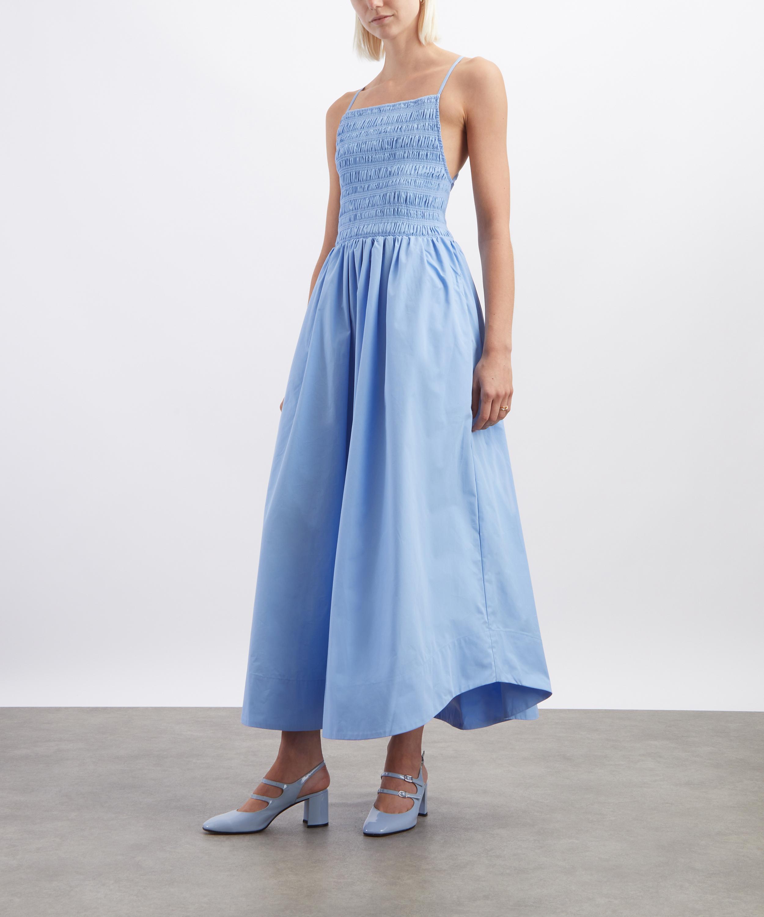 Ganni - Blue Poplin Low-Back Long Dress image number 2
