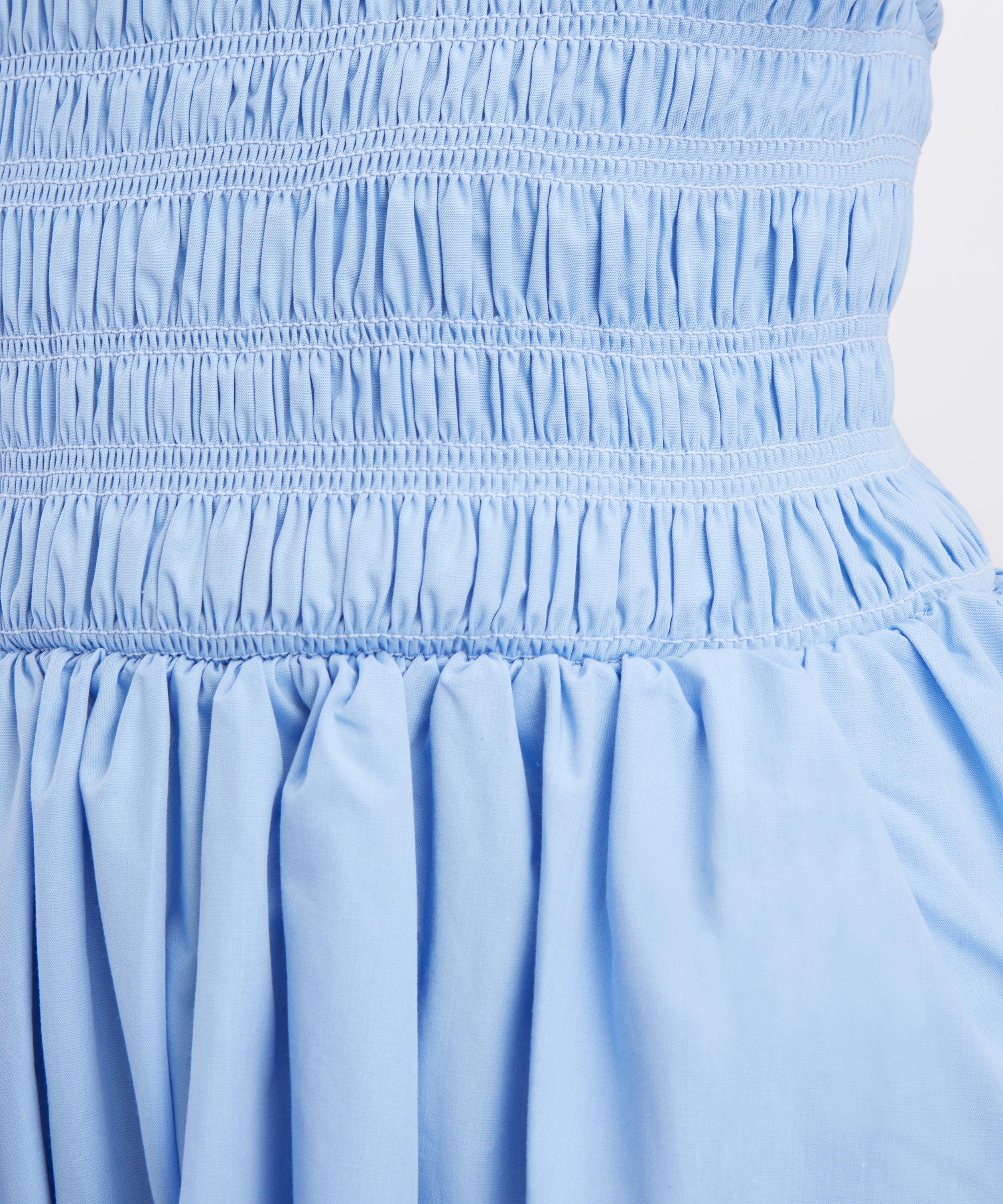 Ganni - Blue Poplin Low-Back Long Dress image number 4